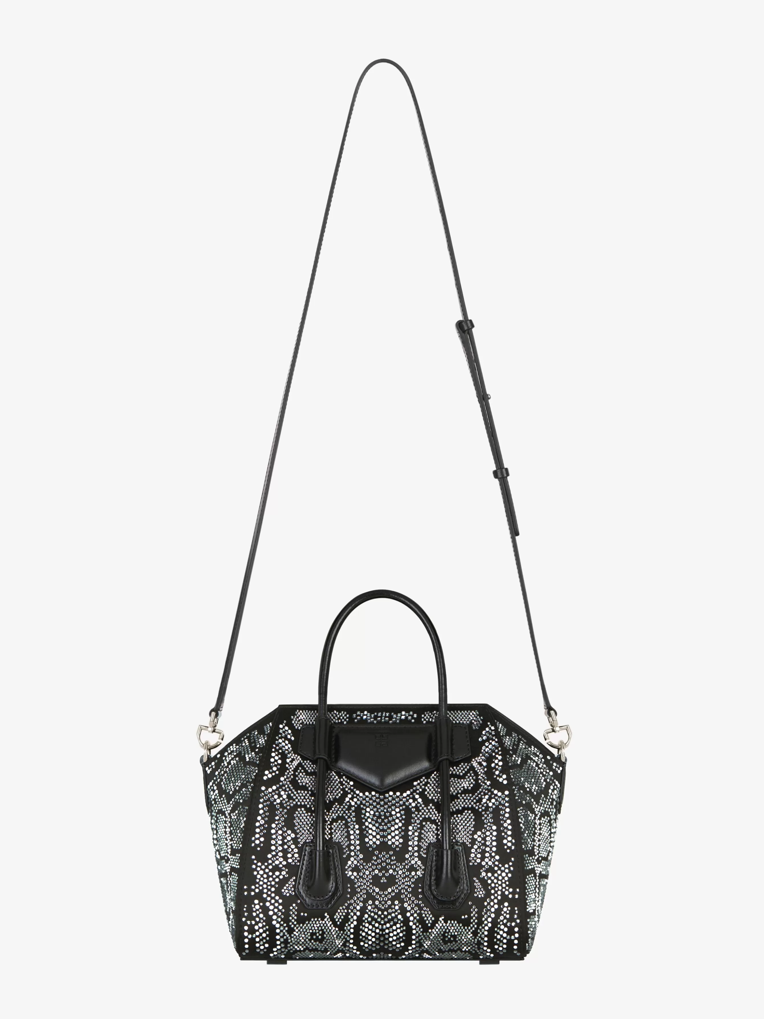GIVENCHY Cross-body Bags-Mini Antigona Lock bag in satin with python effect strass