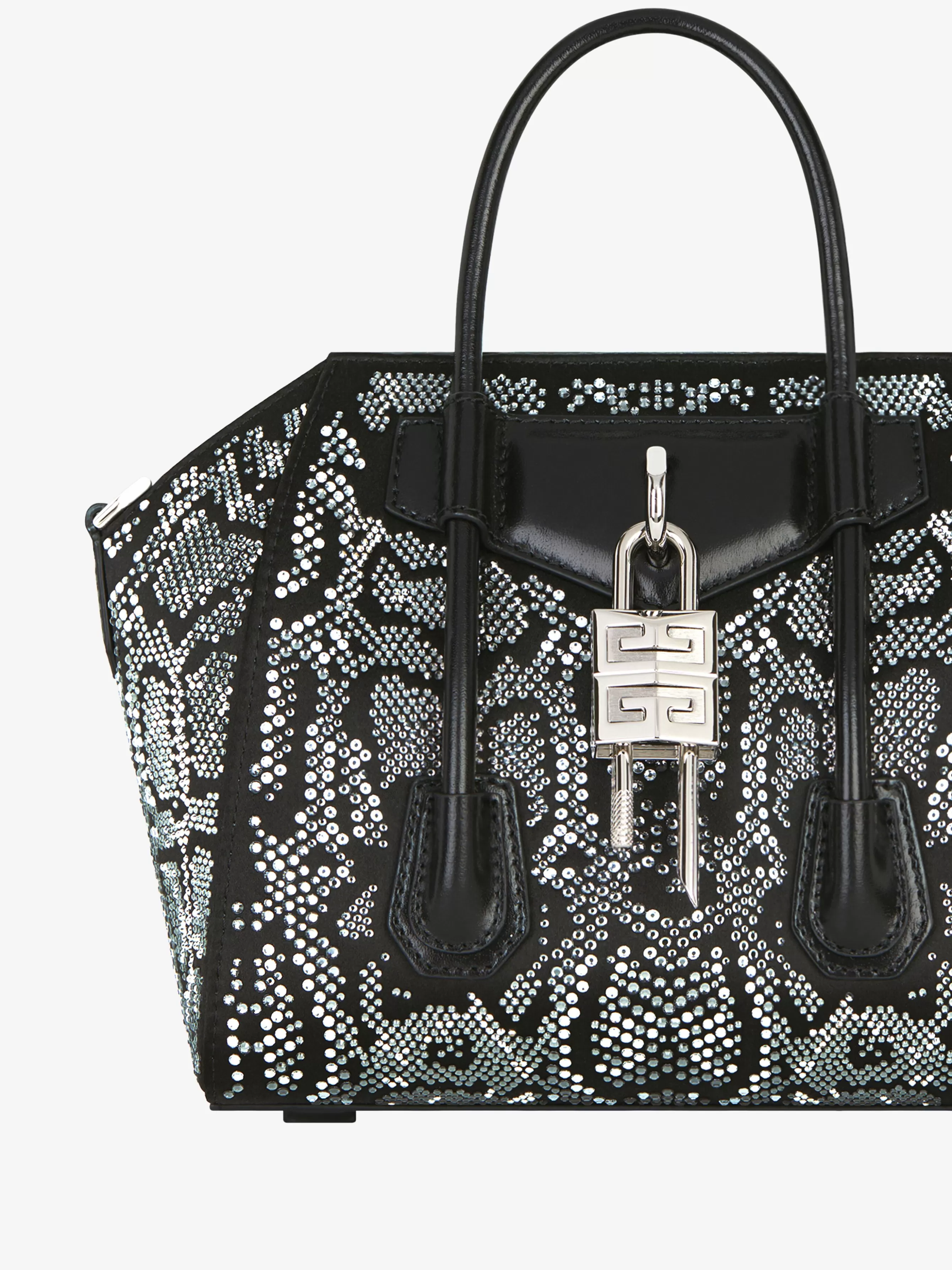 GIVENCHY Cross-body Bags-Mini Antigona Lock bag in satin with python effect strass