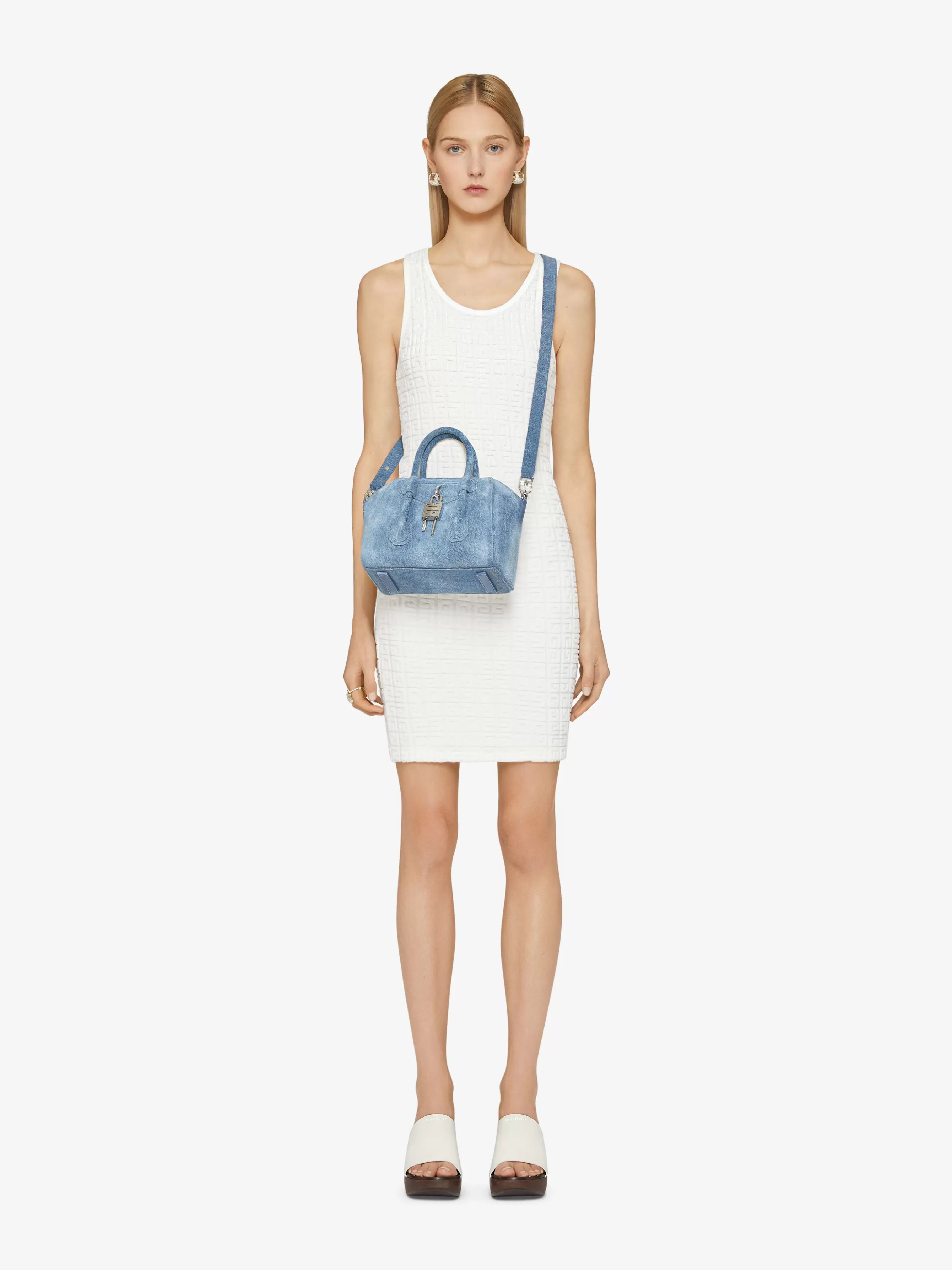 Women GIVENCHY Antigona | Mini & Micro bags-Mini Antigona Lock bag in washed denim