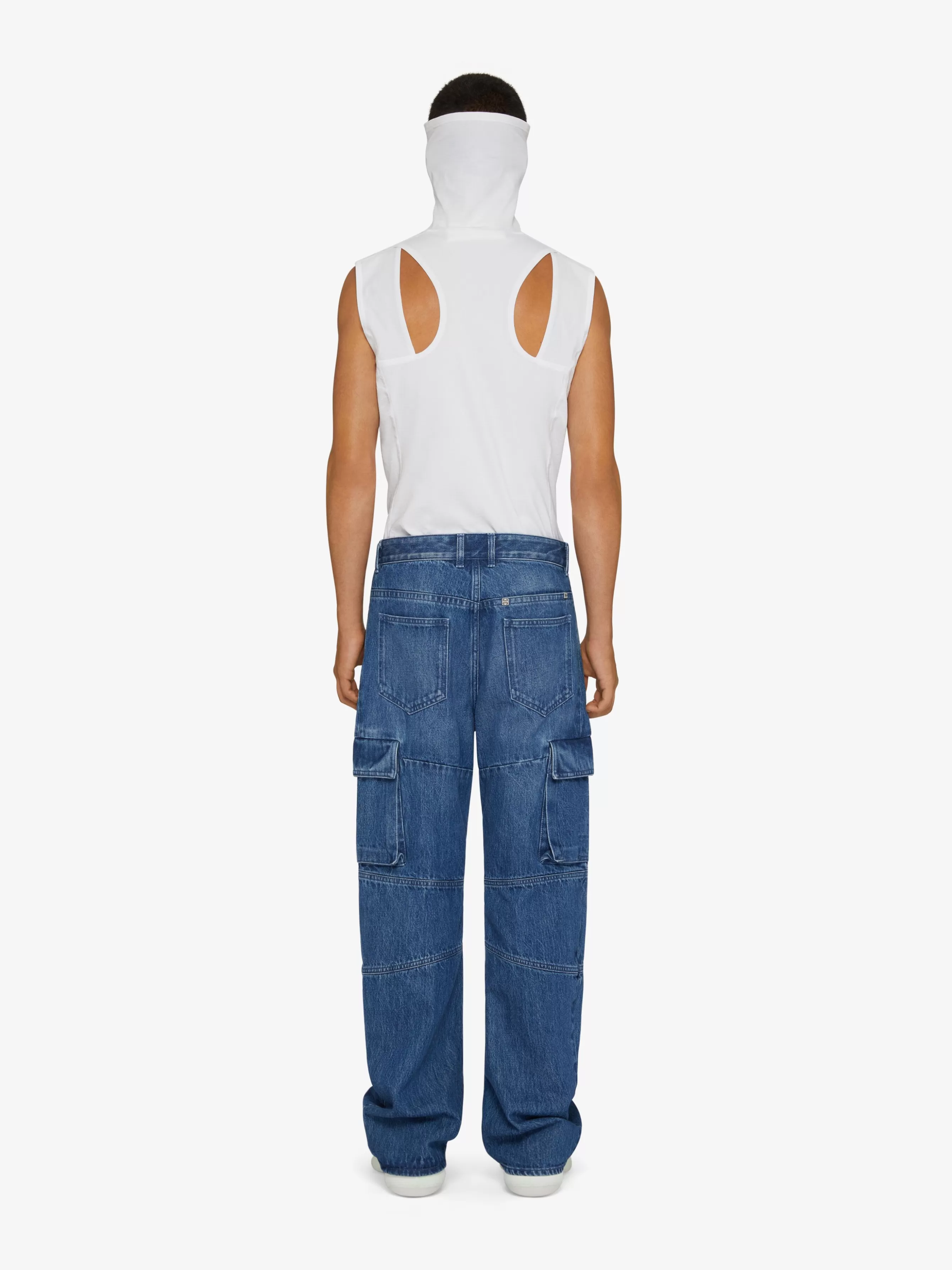 GIVENCHY Denim-Multicutted denim cargo pant