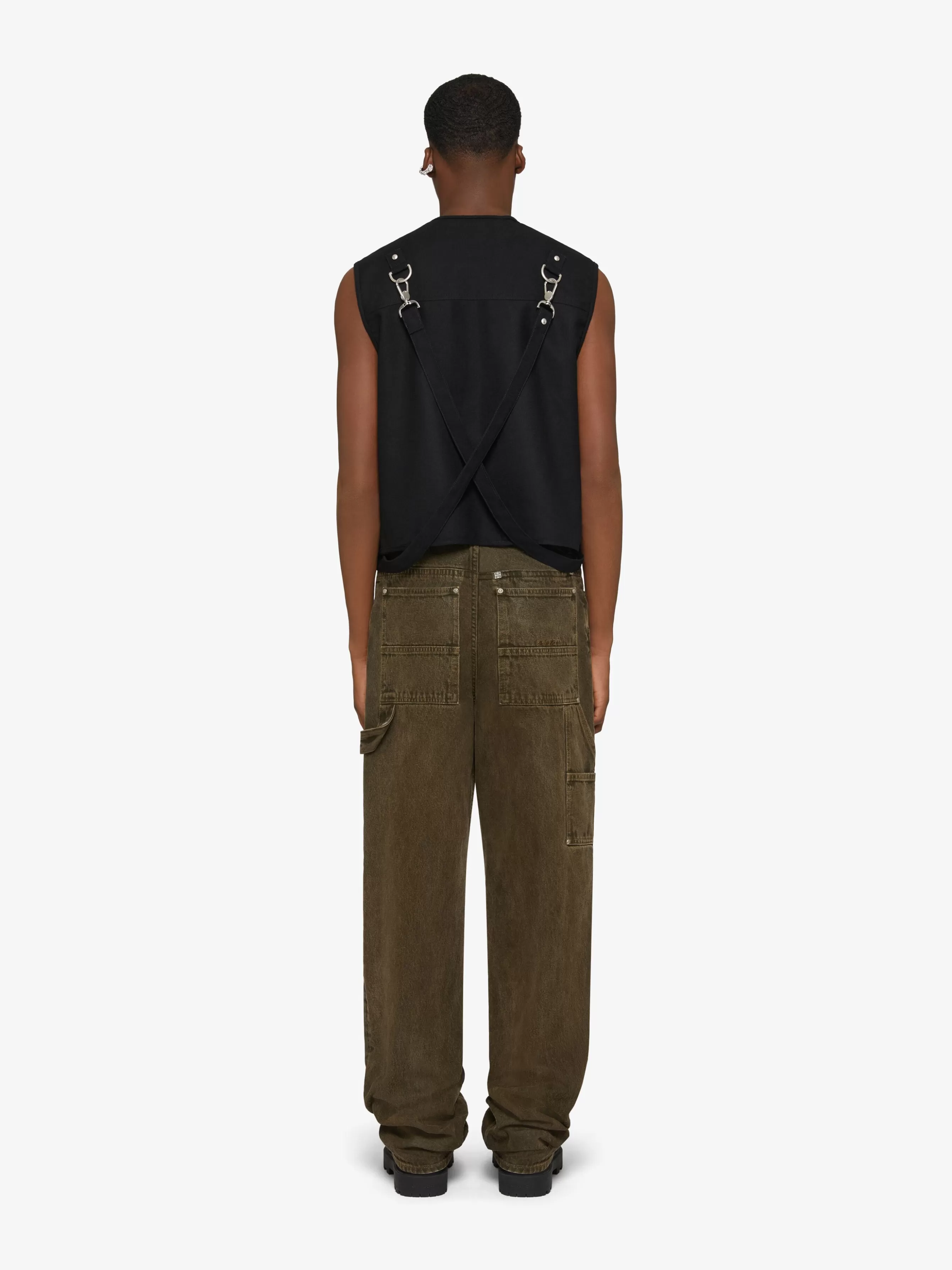 GIVENCHY Jackets & Coats-Multipocket waistcoat in wool with suspenders