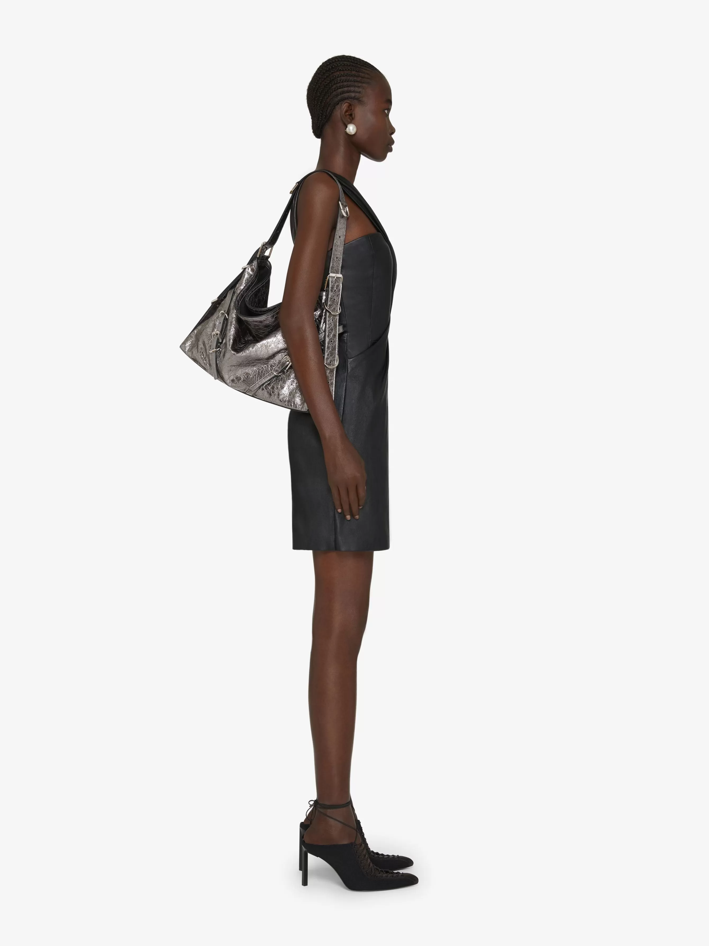 GIVENCHY Dresses-One-shoulder draped dress in leather