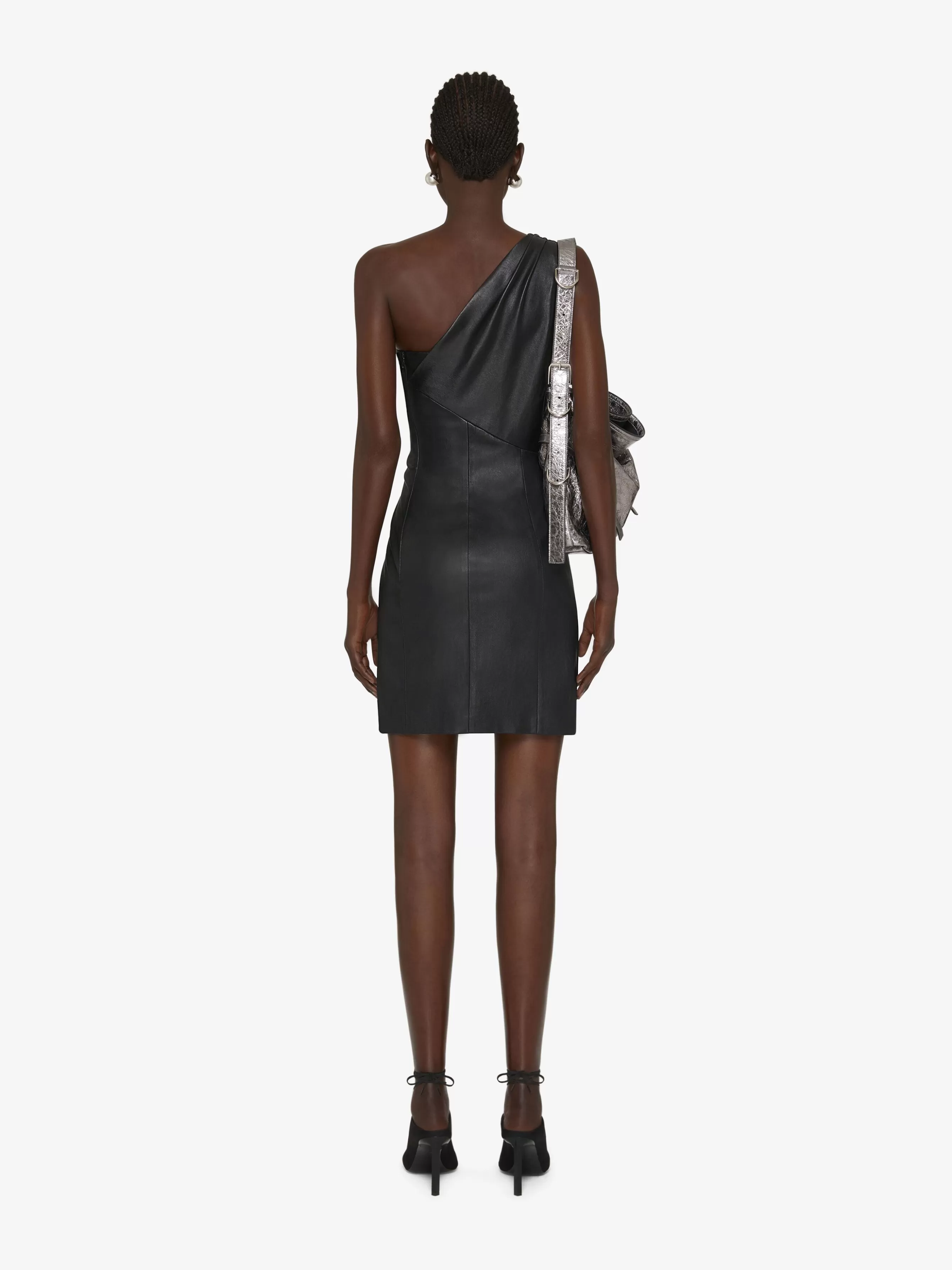 GIVENCHY Dresses-One-shoulder draped dress in leather