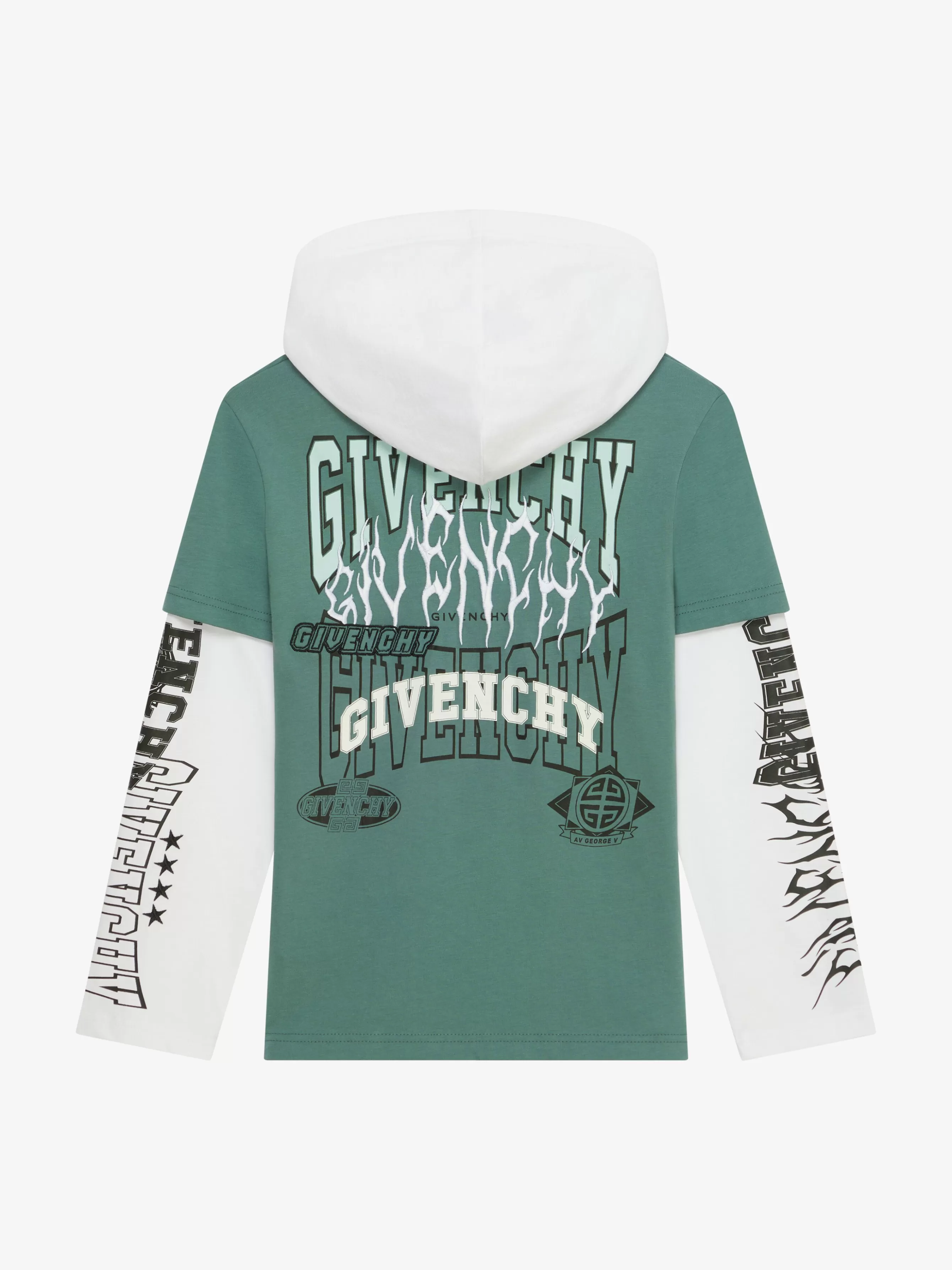 GIVENCHY Boy (4 to 12 years)-Overlapped hooded t-shirt in cotton