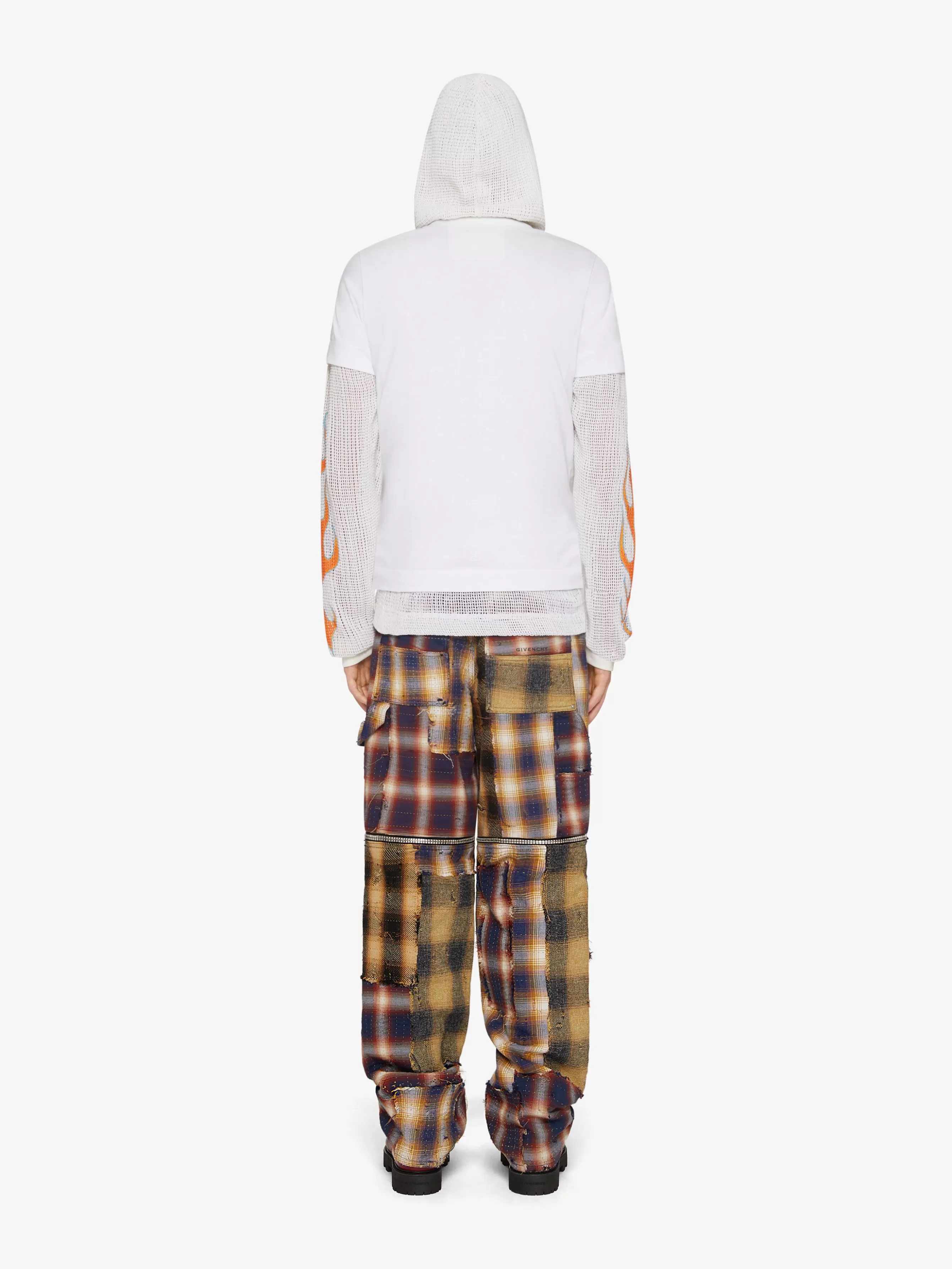 GIVENCHY Sweatshirts & Hoodies-Overlapped hooded t-shirt in cotton and mesh