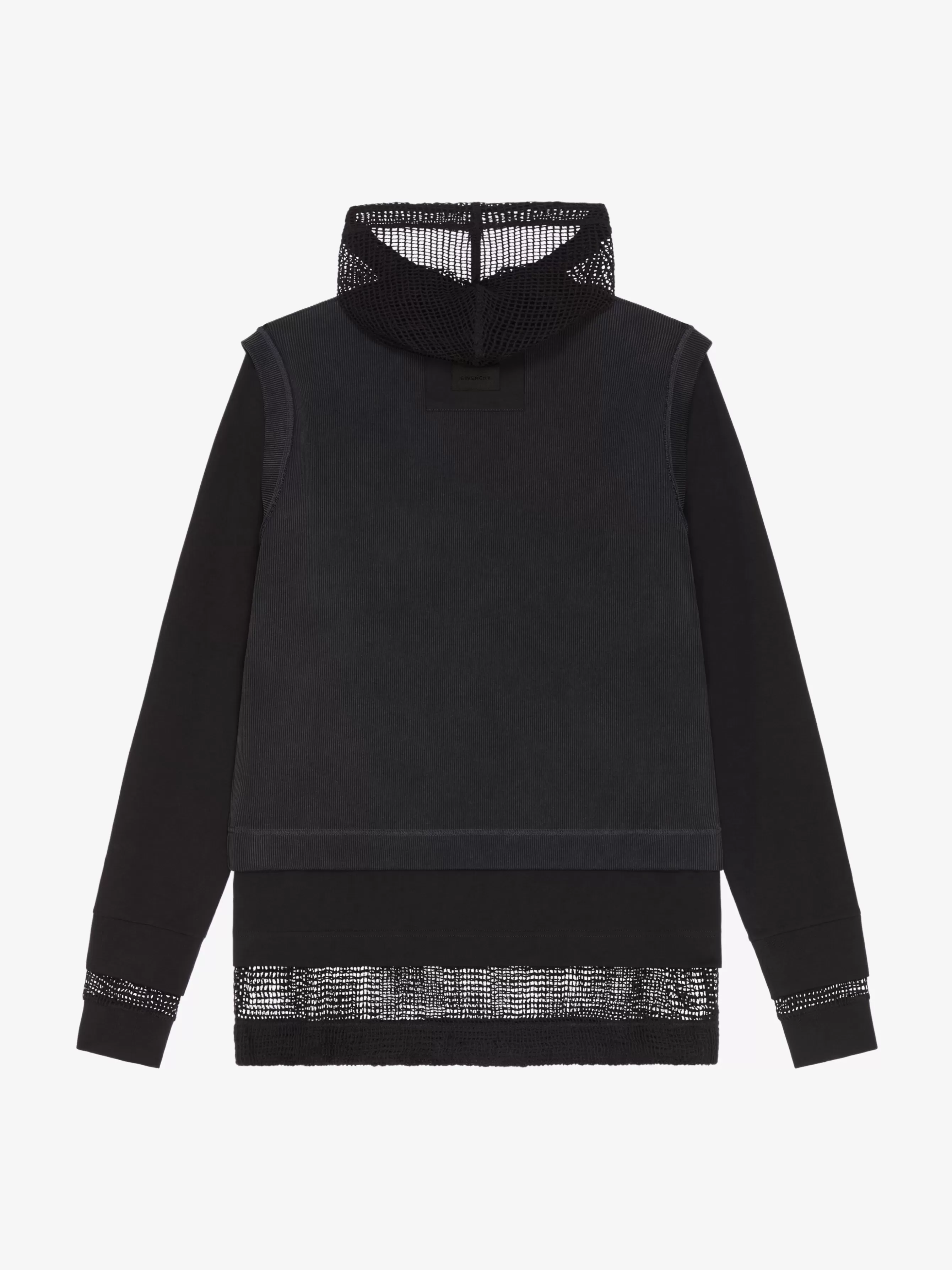 GIVENCHY Sweatshirts & Hoodies-Overlapped hooded t-shirt in cotton and mesh