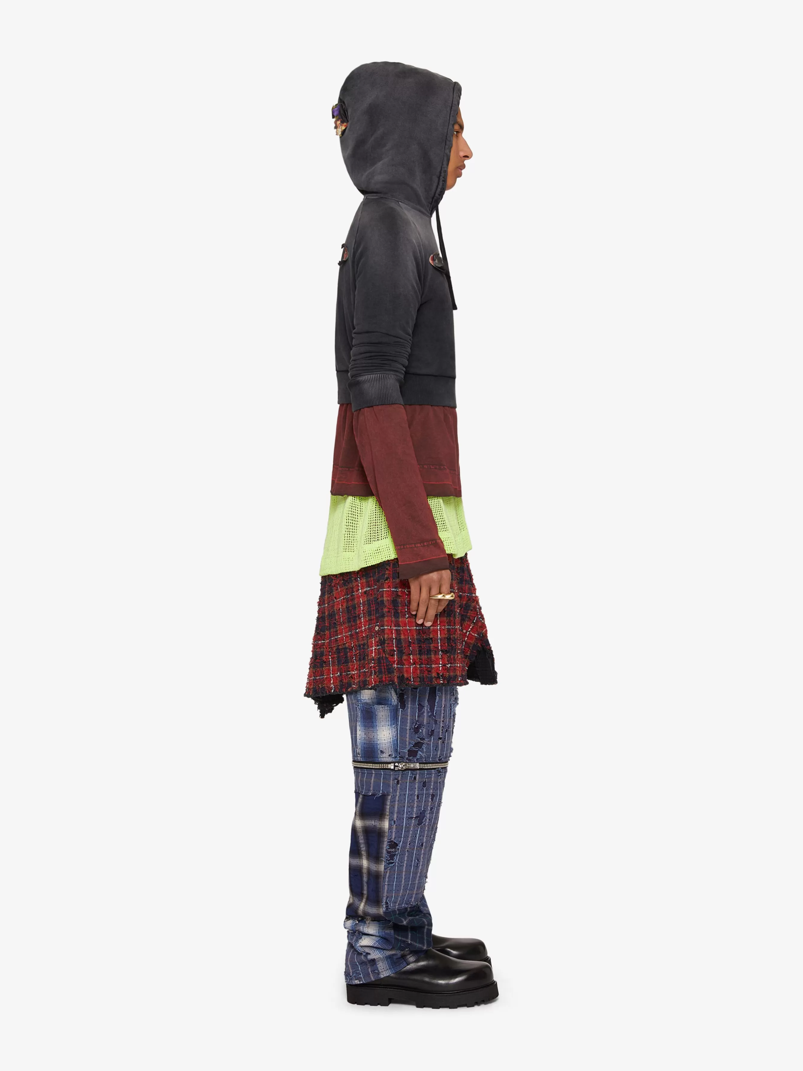 Sale GIVENCHY Knitwear & Sweatshirts-Overlapped hoodie in cotton with ornaments