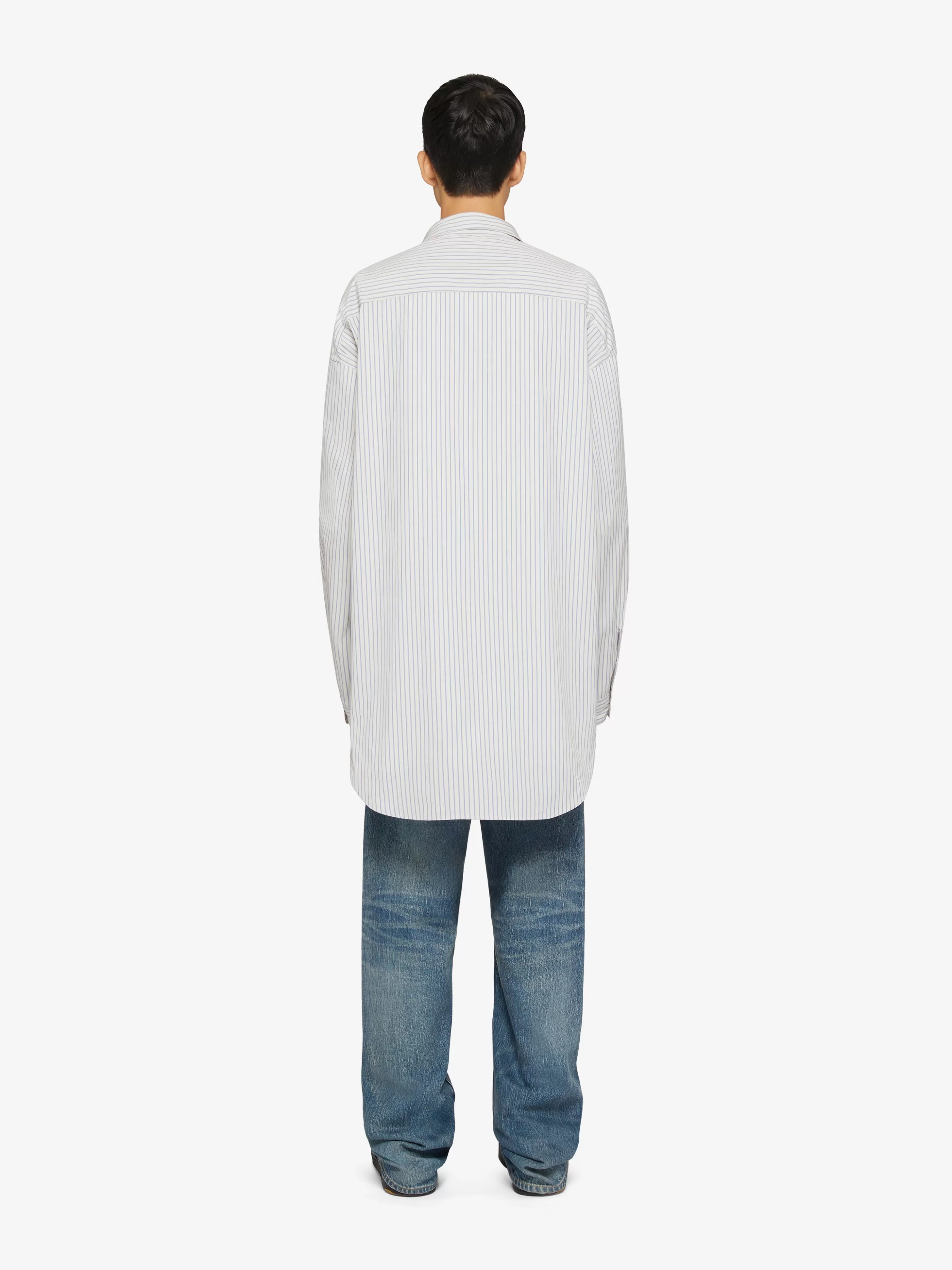 GIVENCHY Shirts-Oversized asymmetrical shirt in cotton with stripes