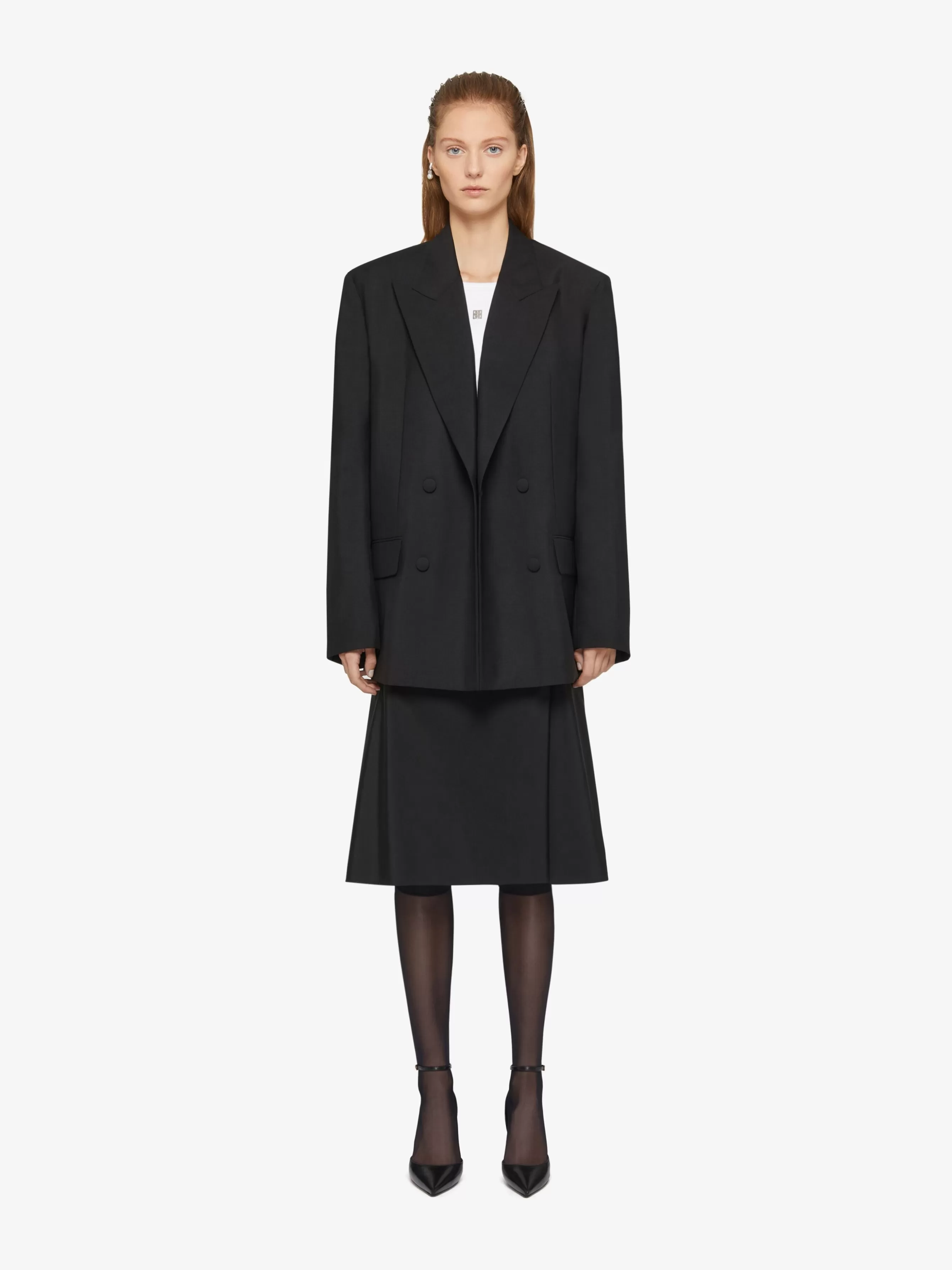 GIVENCHY Jackets & Coats-Oversized double breasted jacket in wool and mohair