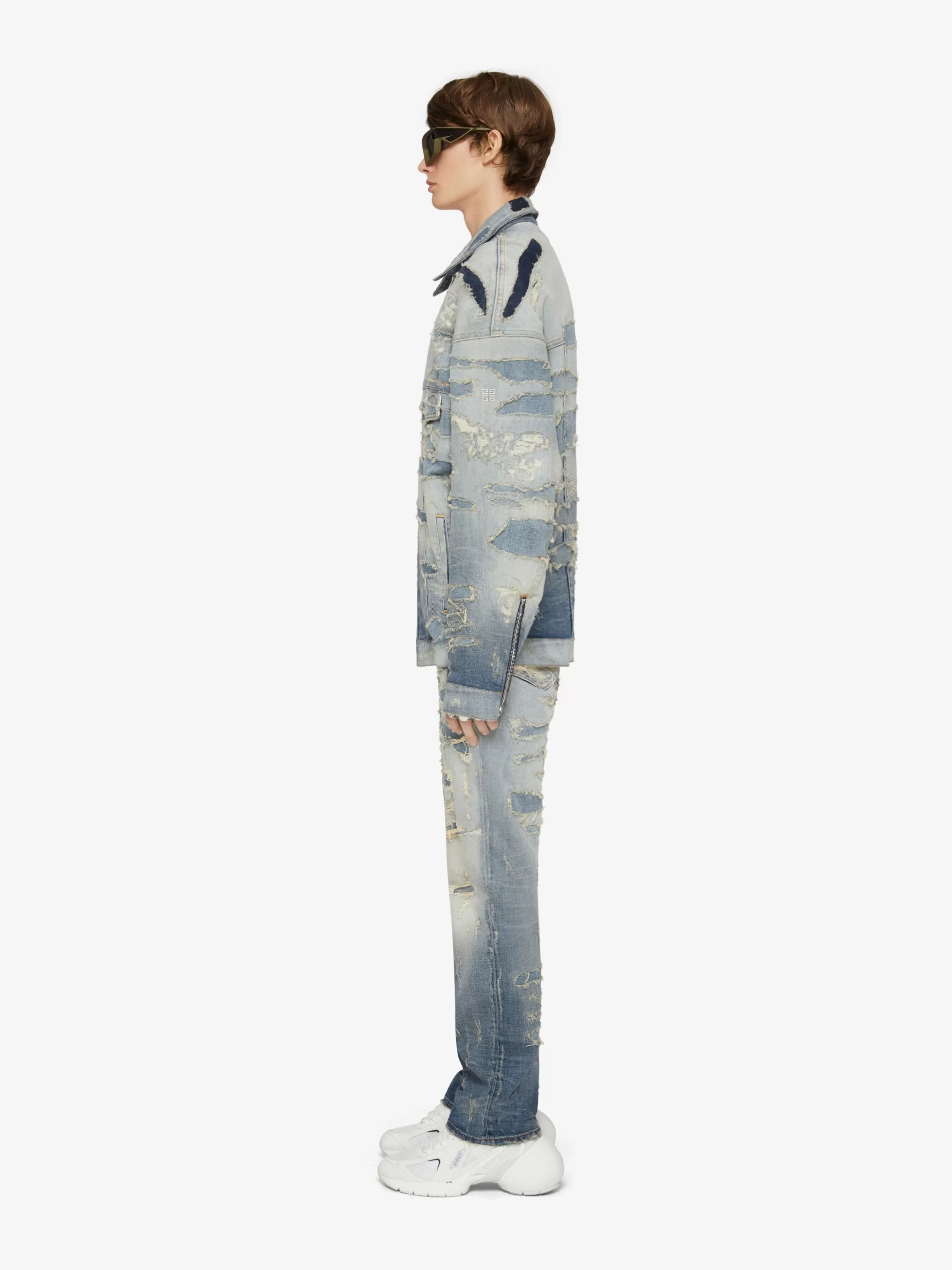 Sale GIVENCHY Outerwear-Oversized jacket in rip and repair denim