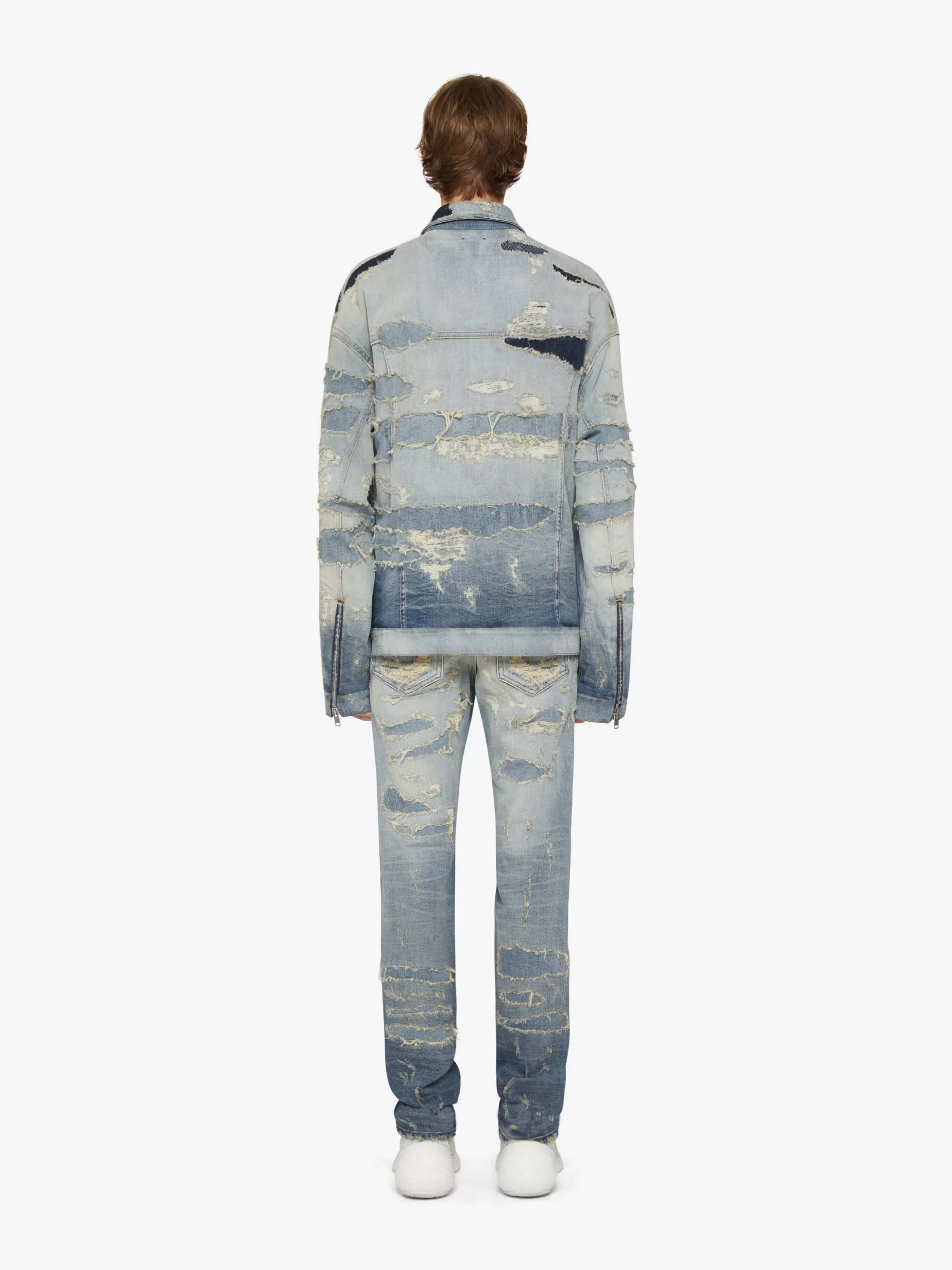 Sale GIVENCHY Outerwear-Oversized jacket in rip and repair denim