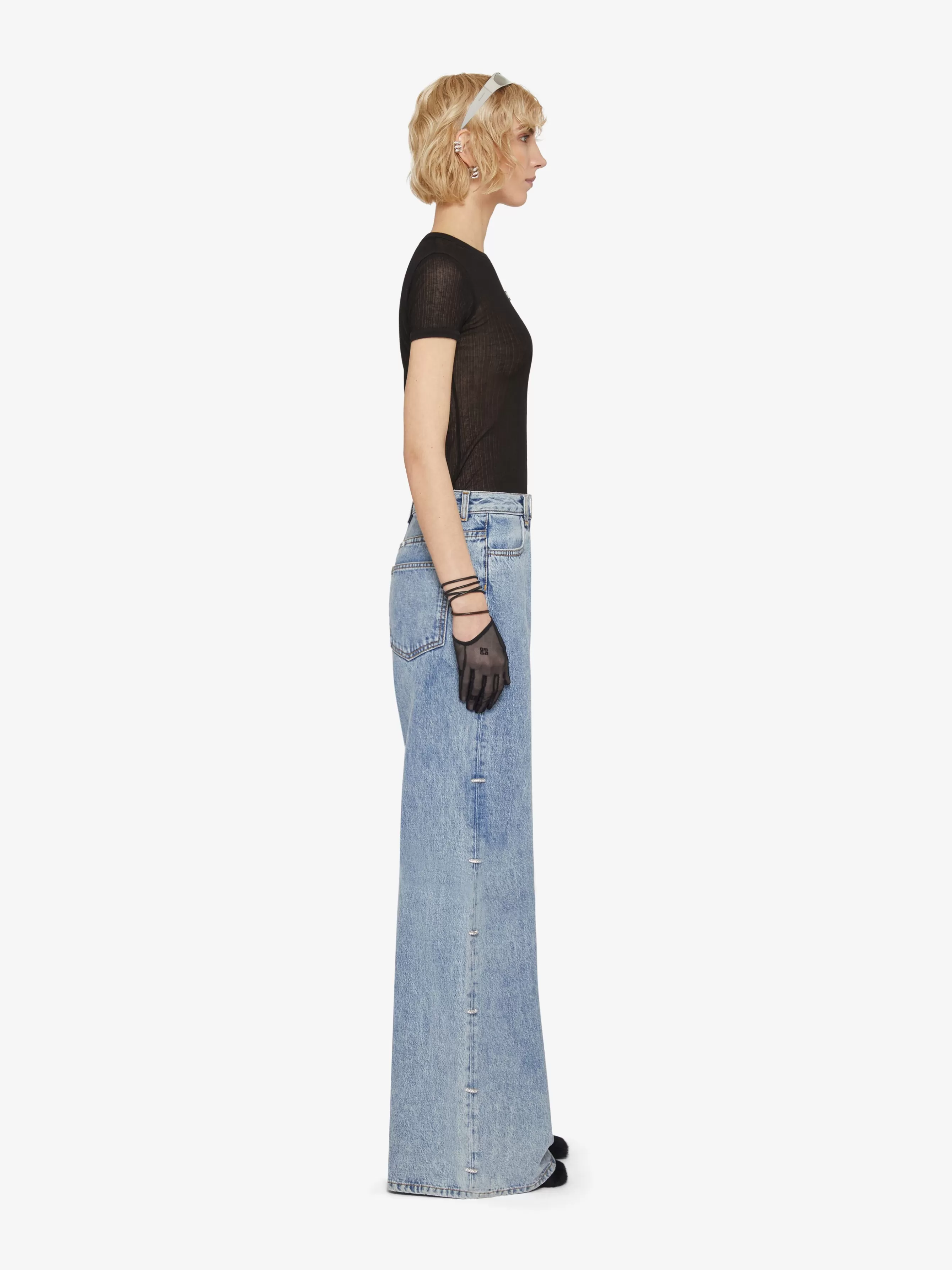 GIVENCHY Pants-Oversized jeans in denim with crystals