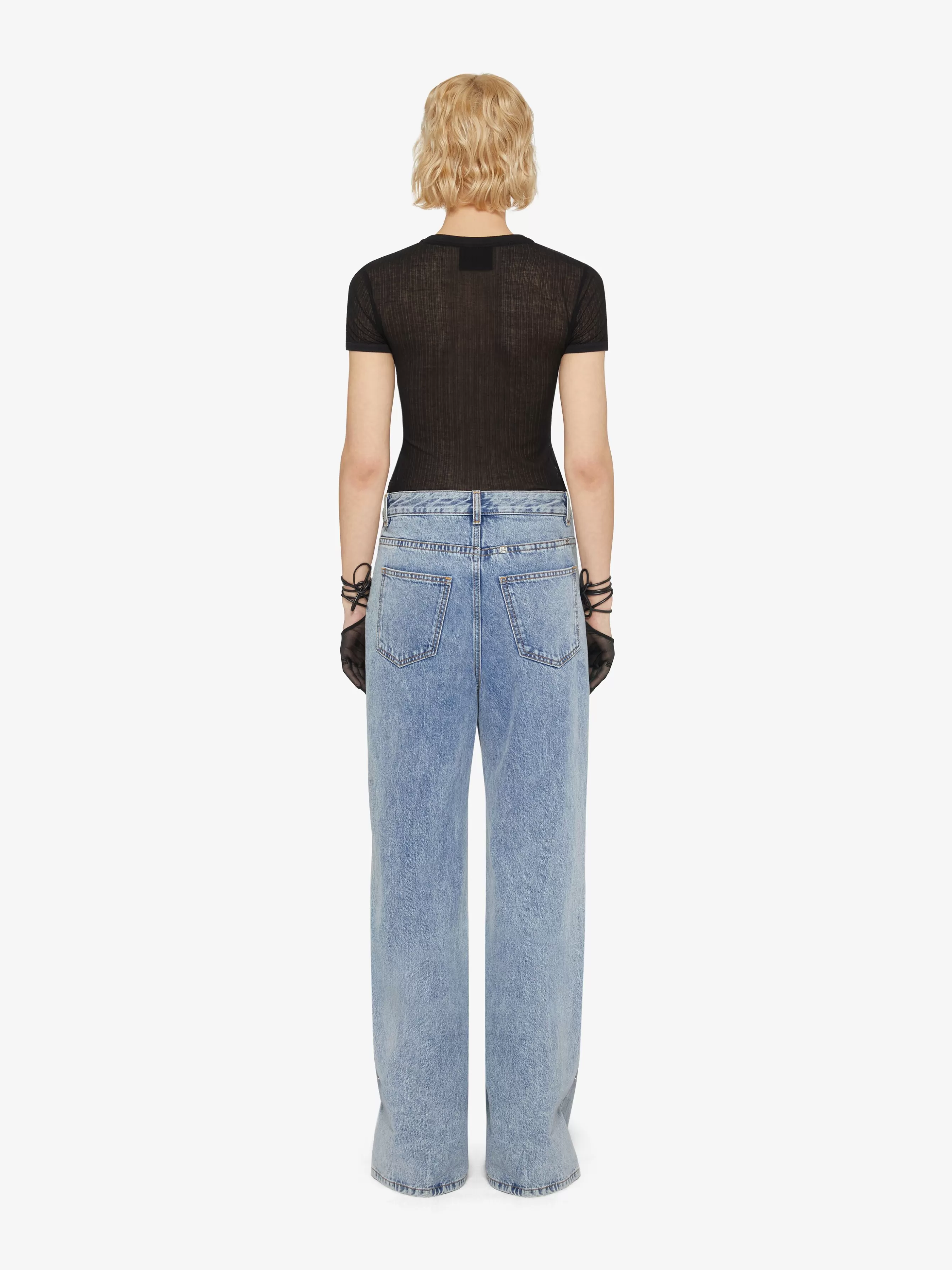 GIVENCHY Pants-Oversized jeans in denim with crystals