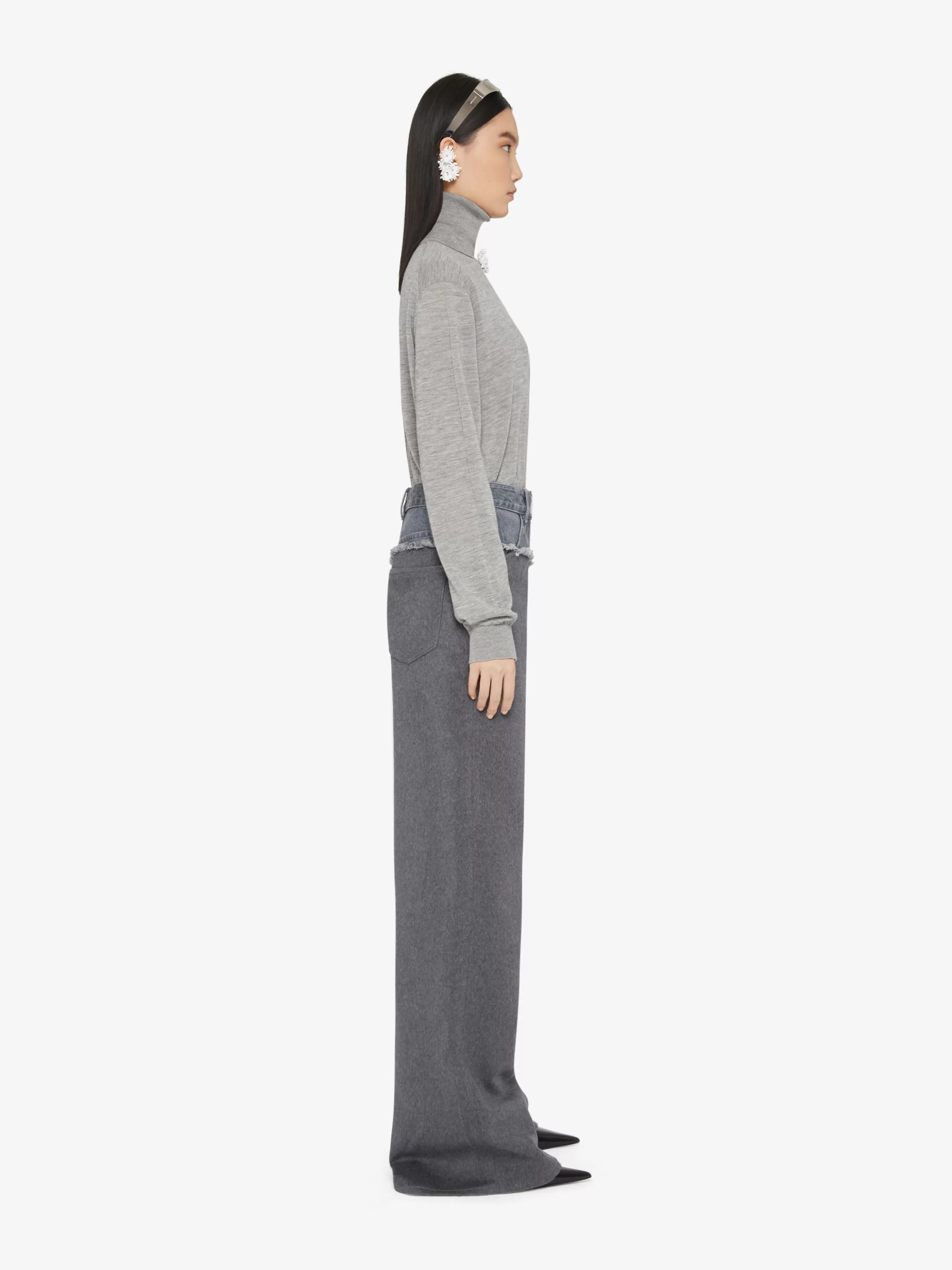 Sale GIVENCHY Pants & Skirts-Oversized jeans in mixed denim and flannel