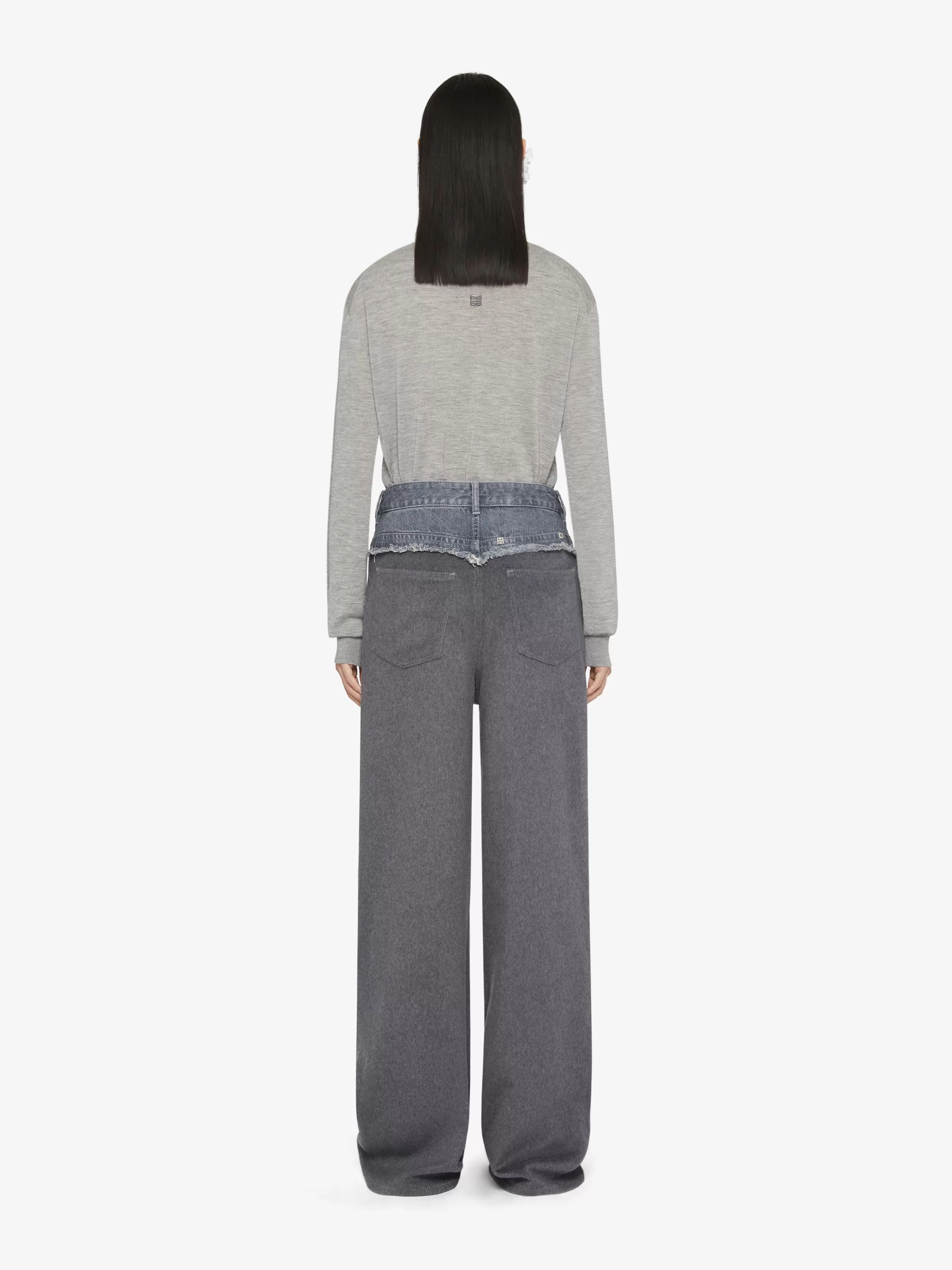 Sale GIVENCHY Pants & Skirts-Oversized jeans in mixed denim and flannel