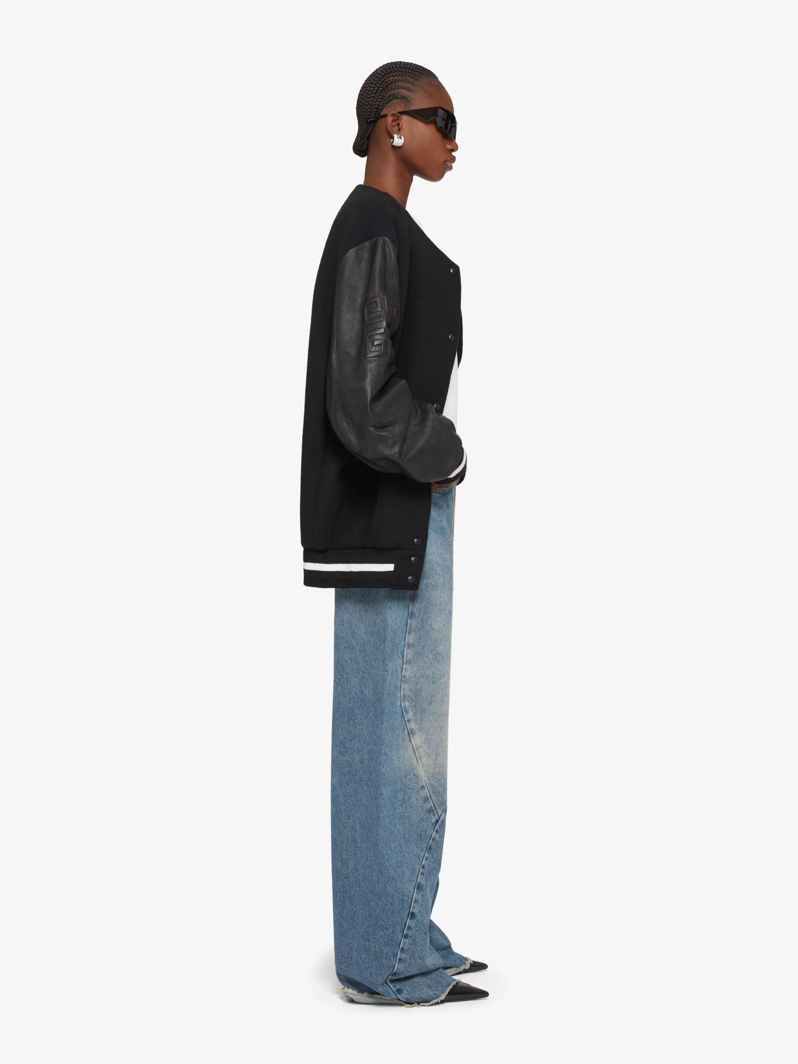 GIVENCHY Outerwear & Blousons-Oversized varsity jacket in wool and leather