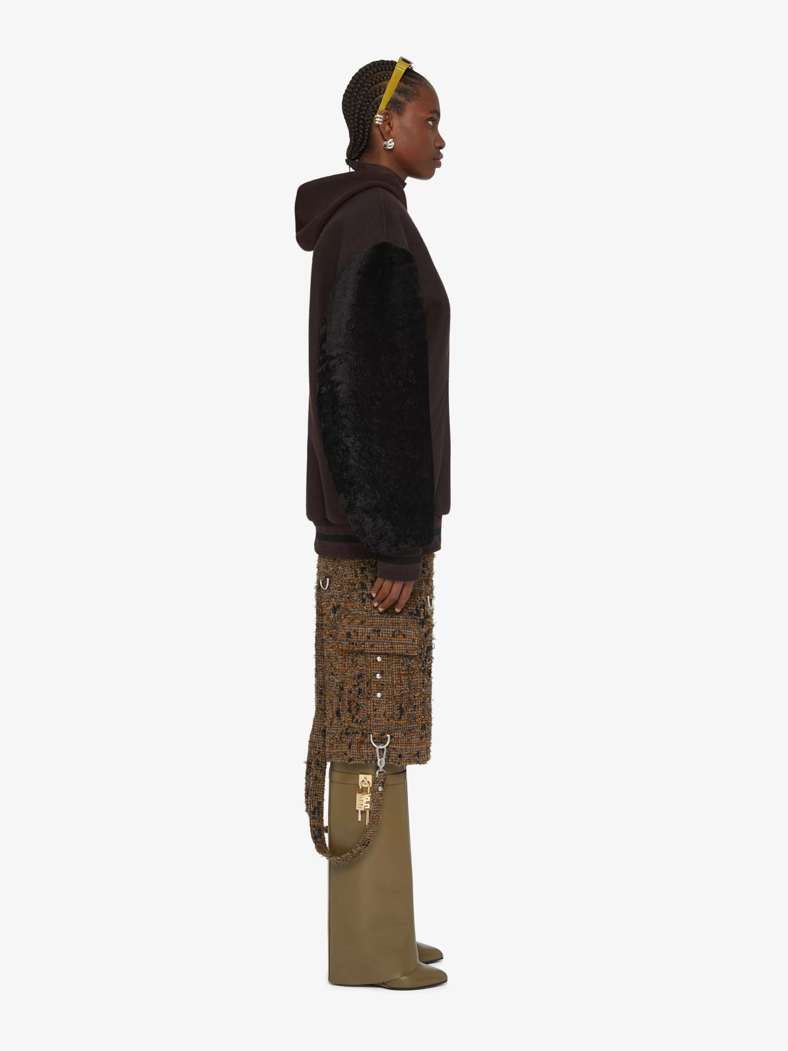 Women GIVENCHY Slides & Sandals | Boots & Booties-Oversized varsity jacket in wool and shearling