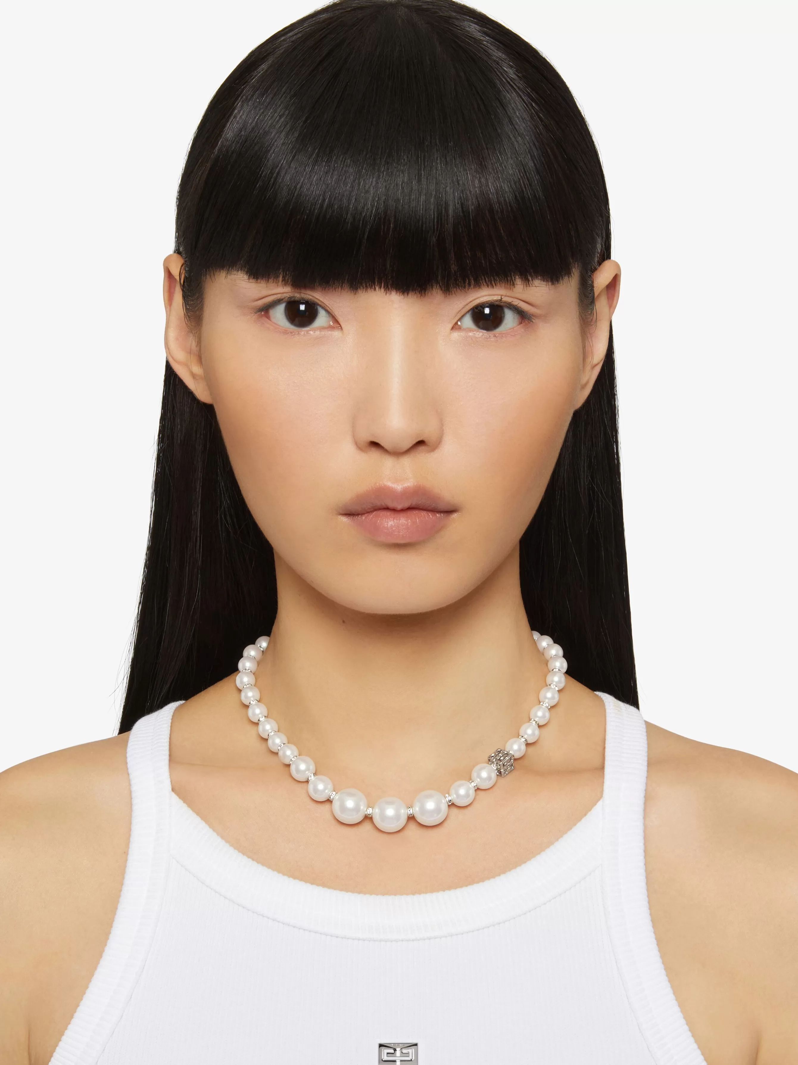 Women GIVENCHY Other Accessories | Scarves-Pearl necklace in metal with crystals