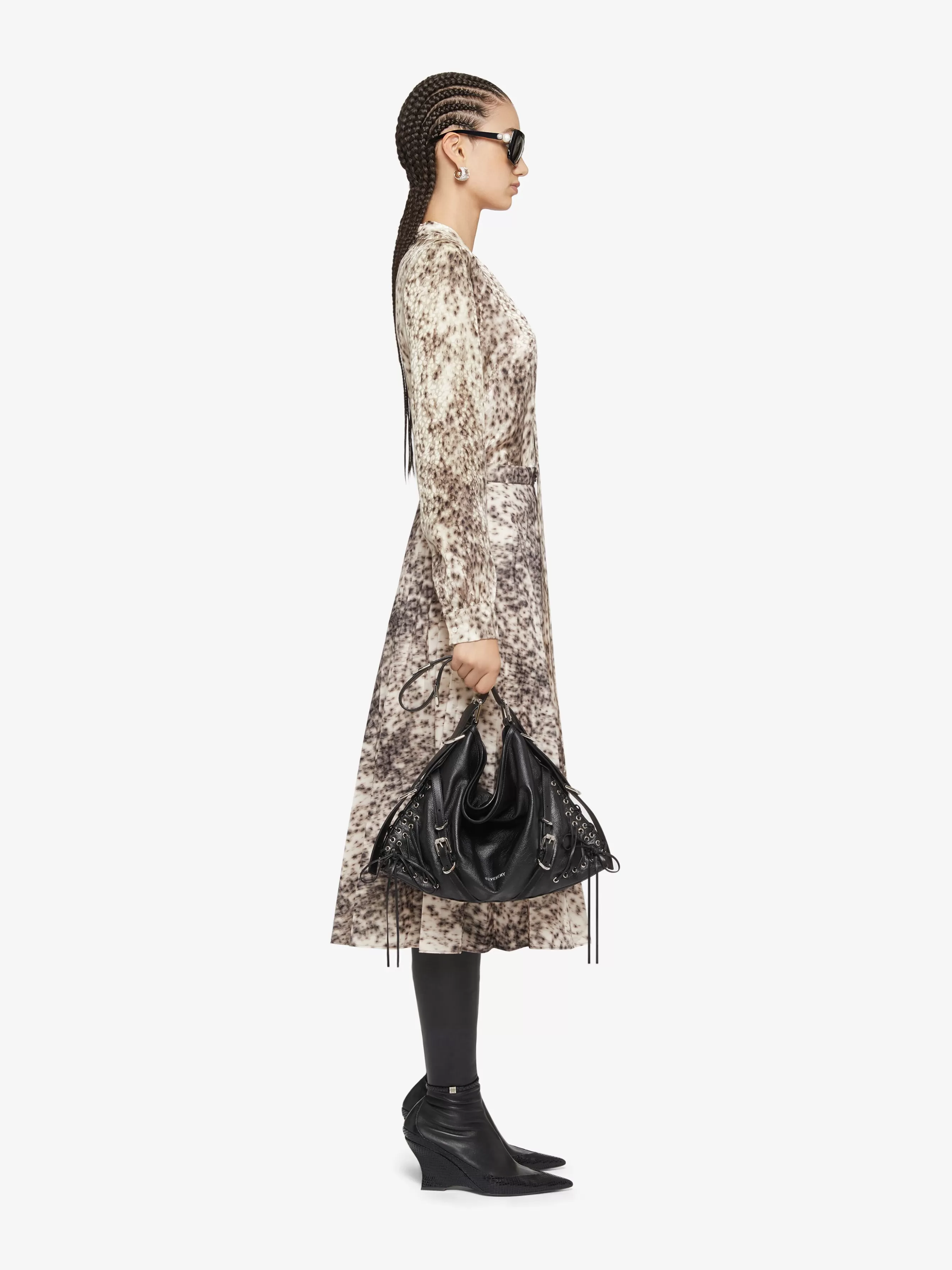 GIVENCHY Skirts-Pleated skirt in taffetas with snow leopard print