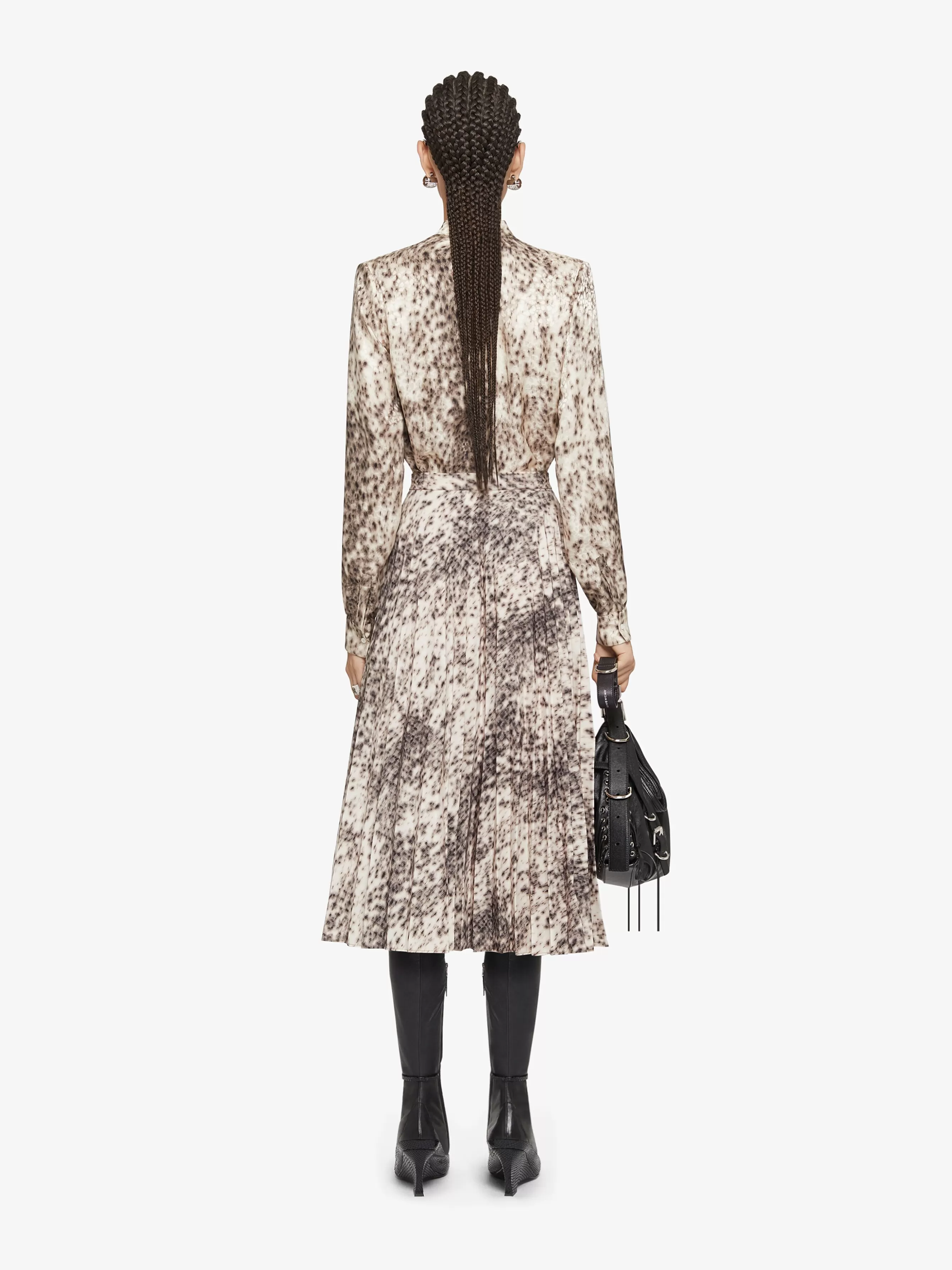 GIVENCHY Skirts-Pleated skirt in taffetas with snow leopard print