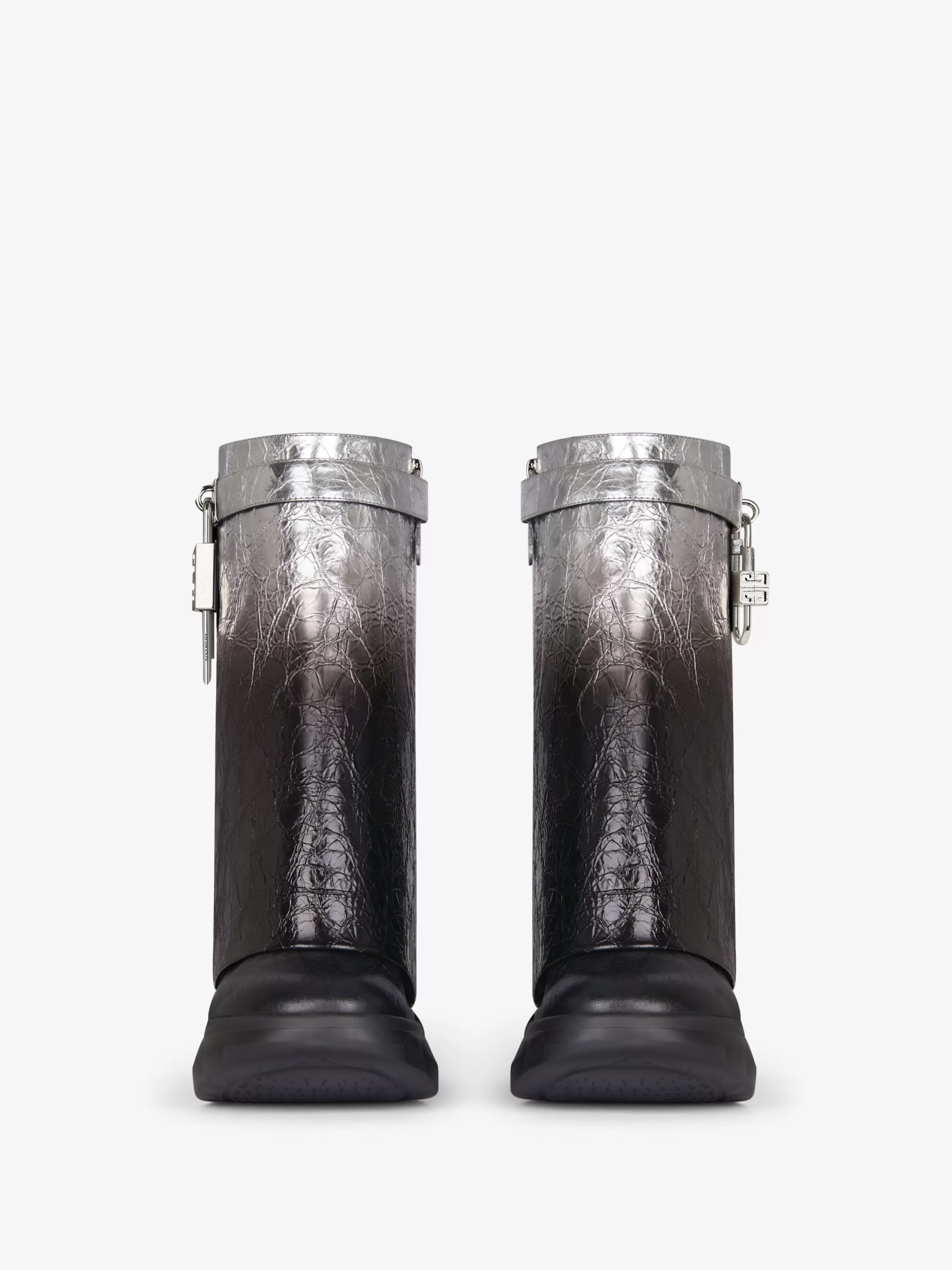 GIVENCHY Shark Lock-Shark Lock Biker ankle boots in laminated leather