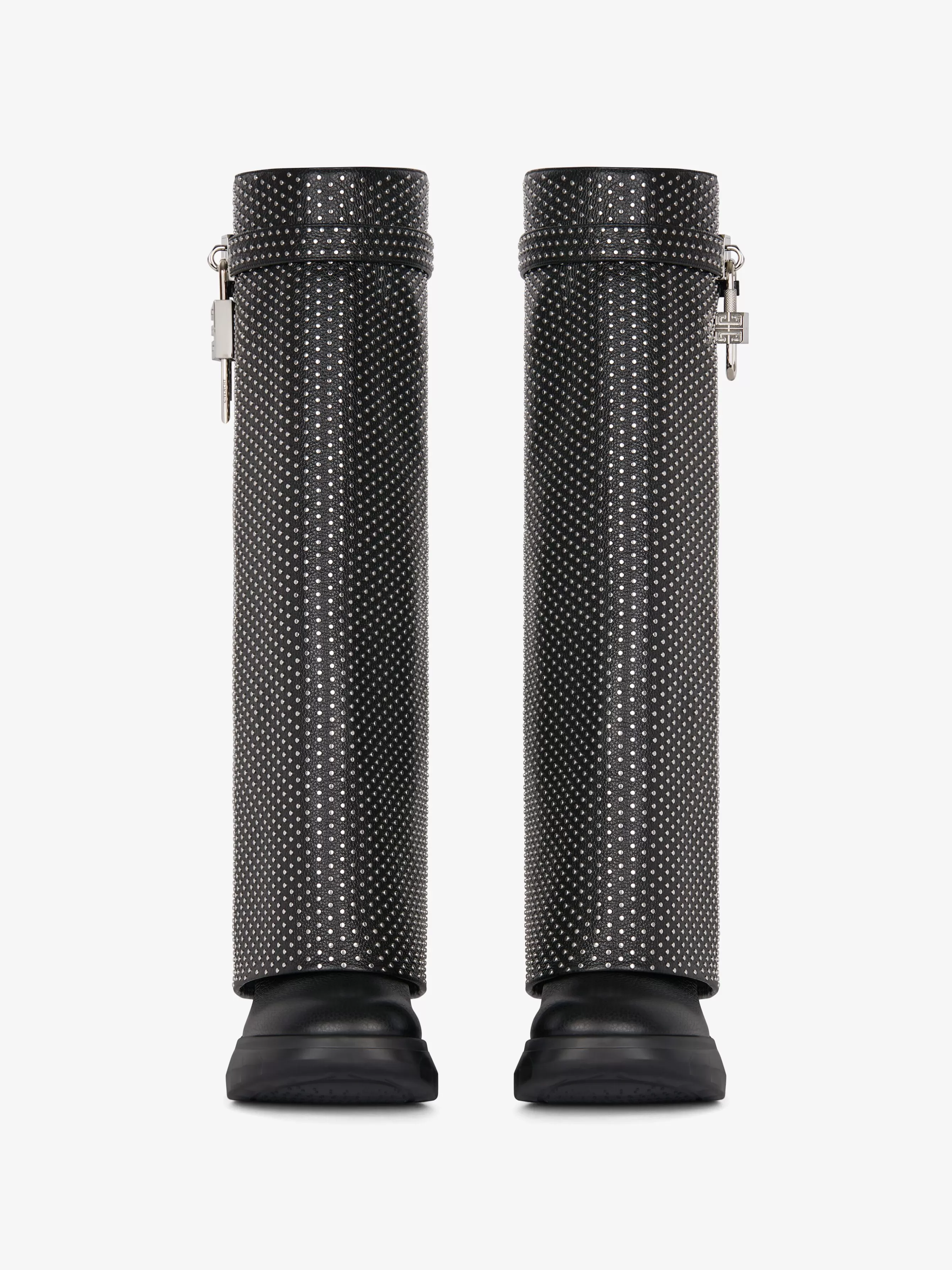 GIVENCHY Shark Lock-Shark Lock Biker boots in grained leather with studs