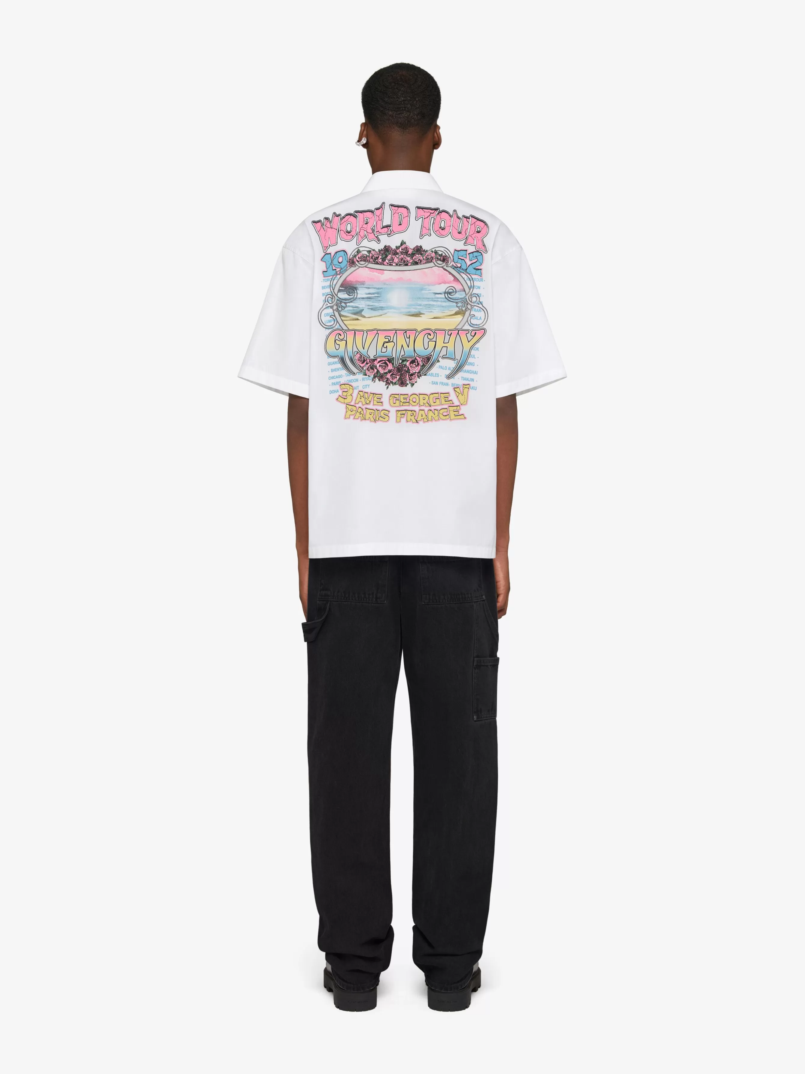 GIVENCHY Shirts-Shirt in poplin with World tour print