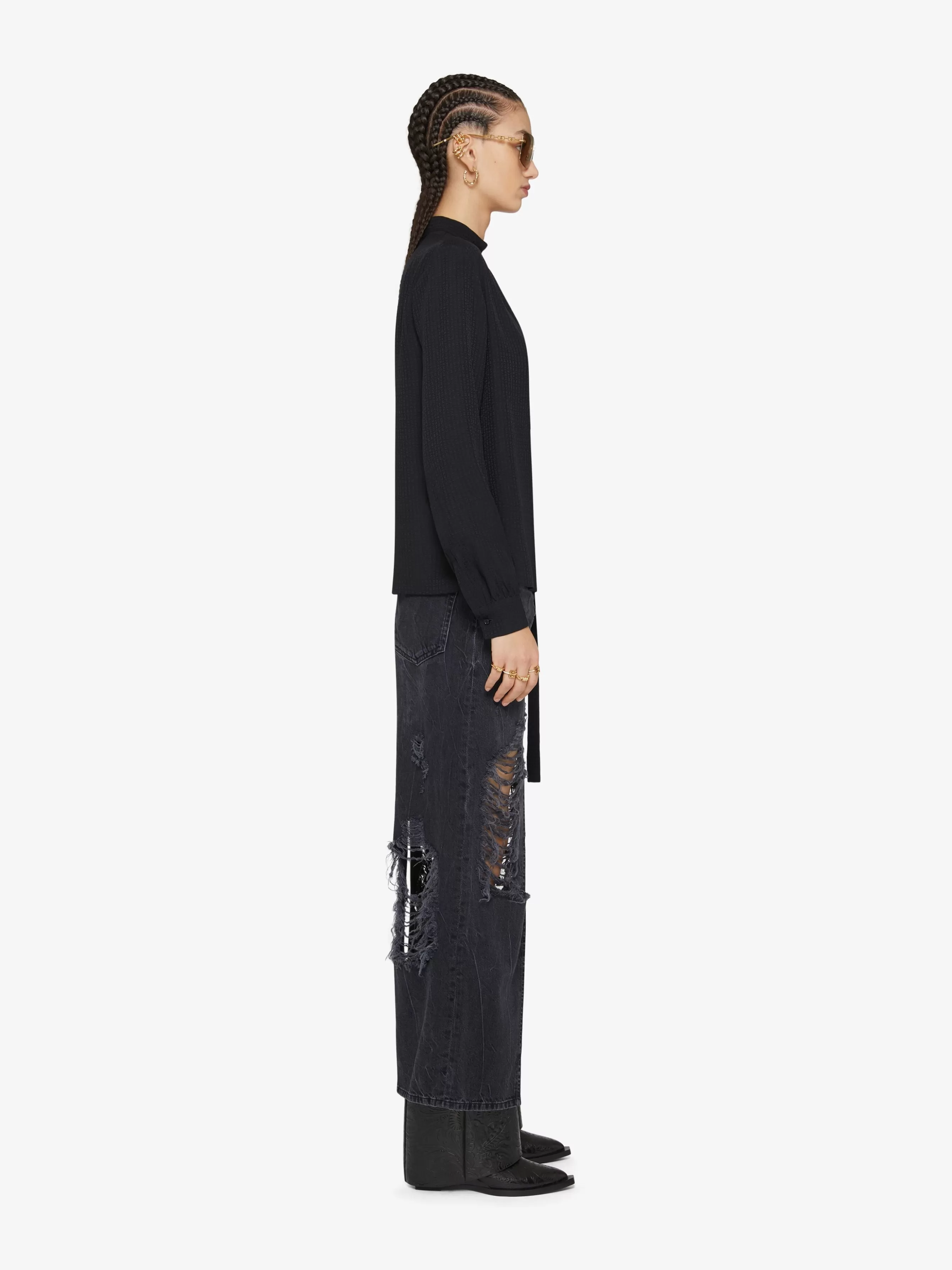 Sale GIVENCHY Pants & Skirts-Skirt in destroyed denim with slit