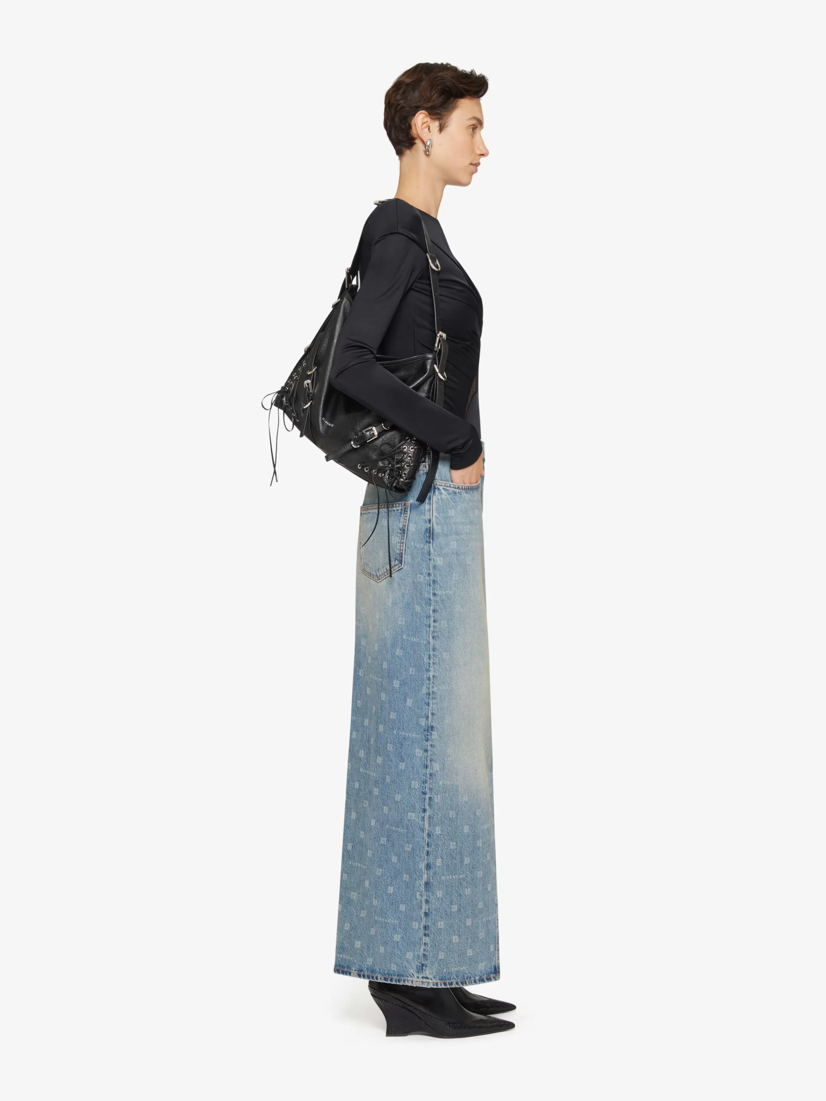 GIVENCHY Skirts-Skirt in 4G denim with slit