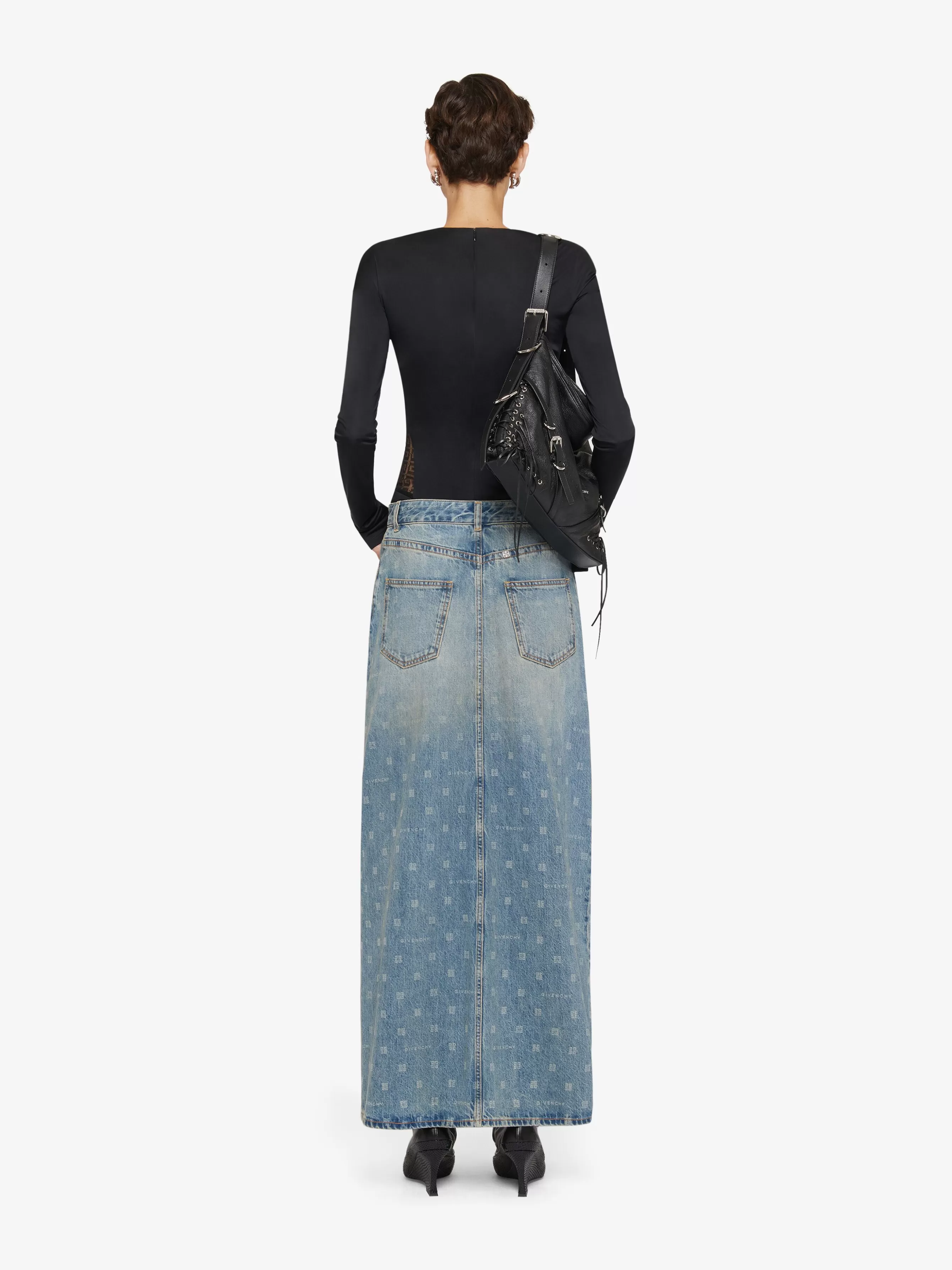 GIVENCHY Skirts-Skirt in 4G denim with slit