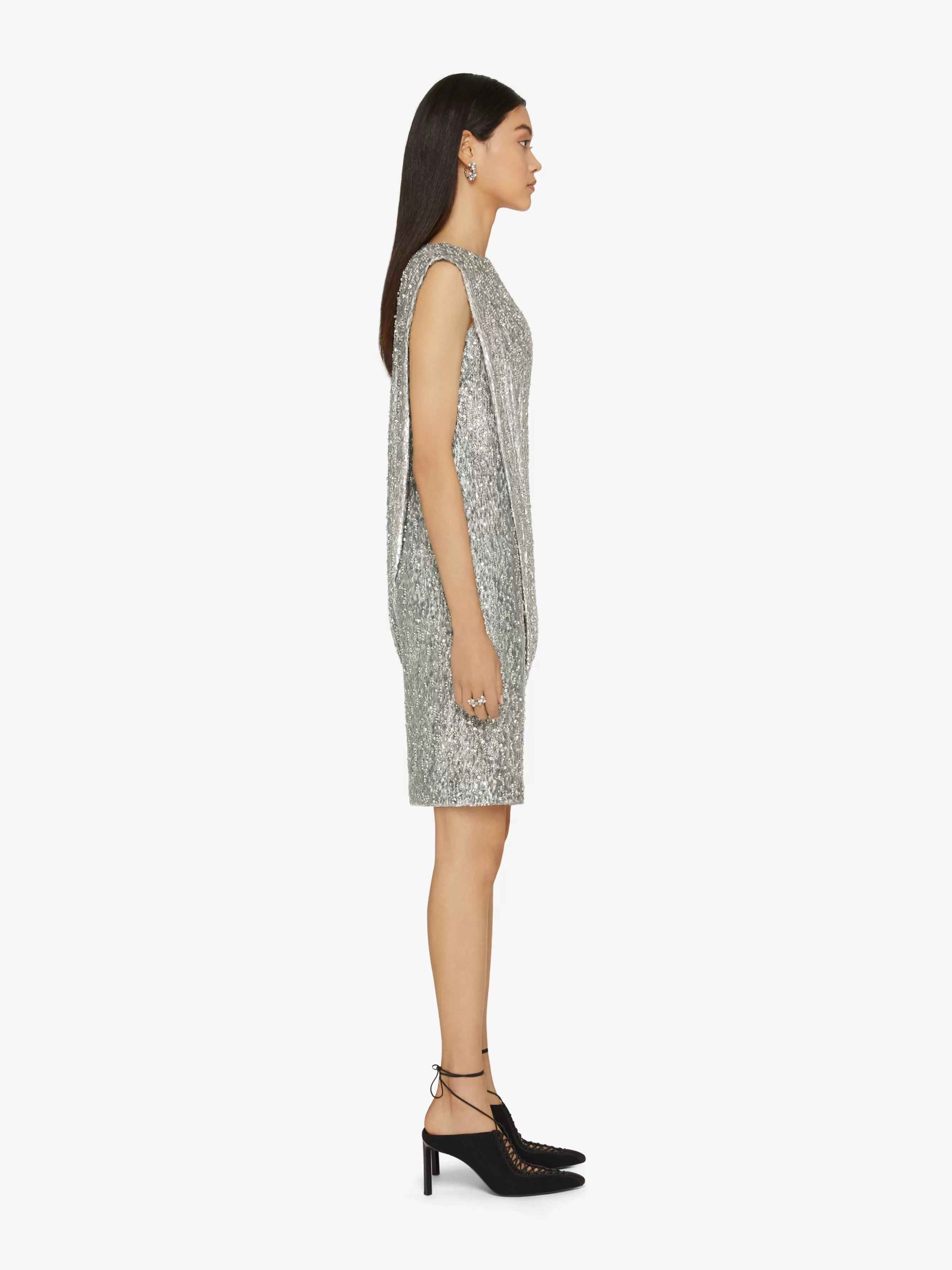 Sale GIVENCHY Dresses-Sleeveless lamé dress with pearls and rhinestones