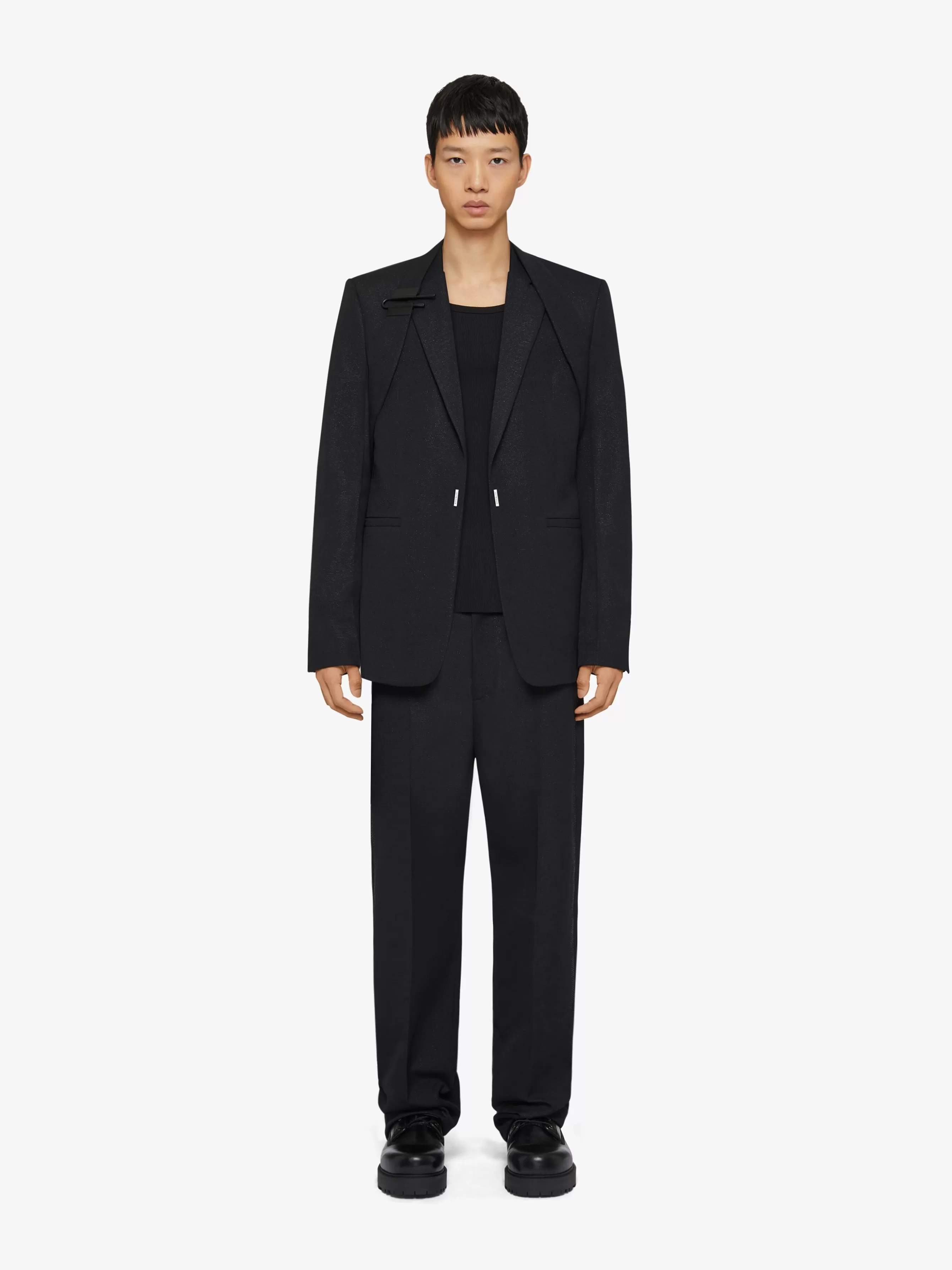 GIVENCHY Jackets & Coats-Slim fit jacket in wool and lurex with U-Lock harness