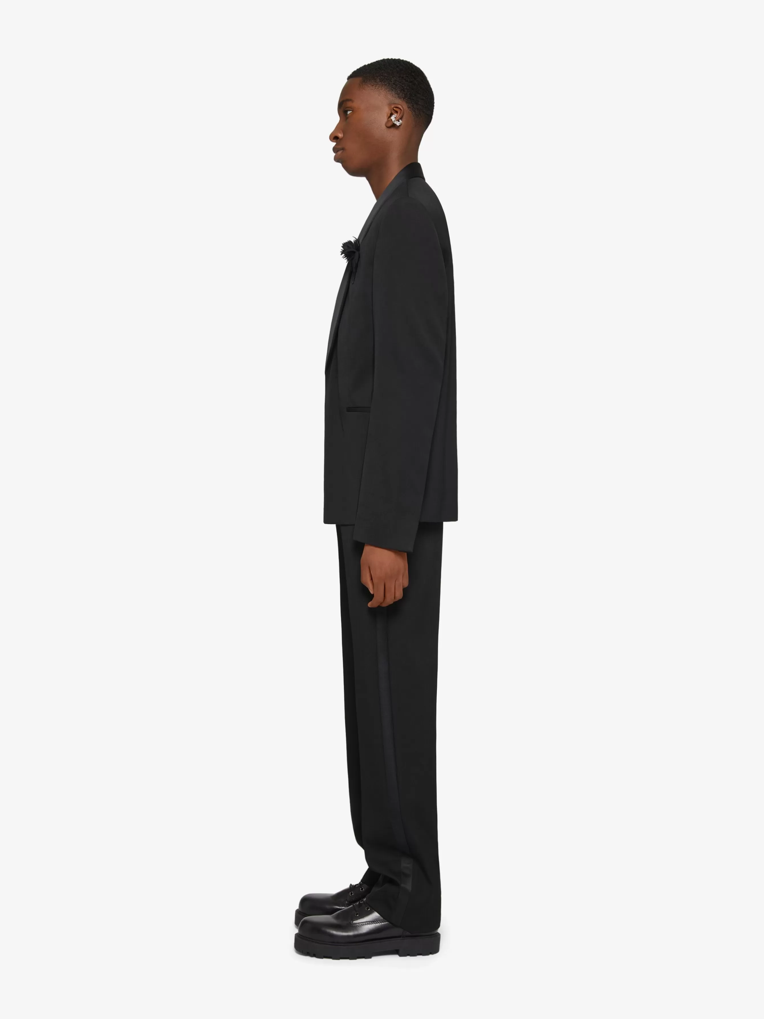 GIVENCHY Pants-Slim fit tailored pants in wool with satin details