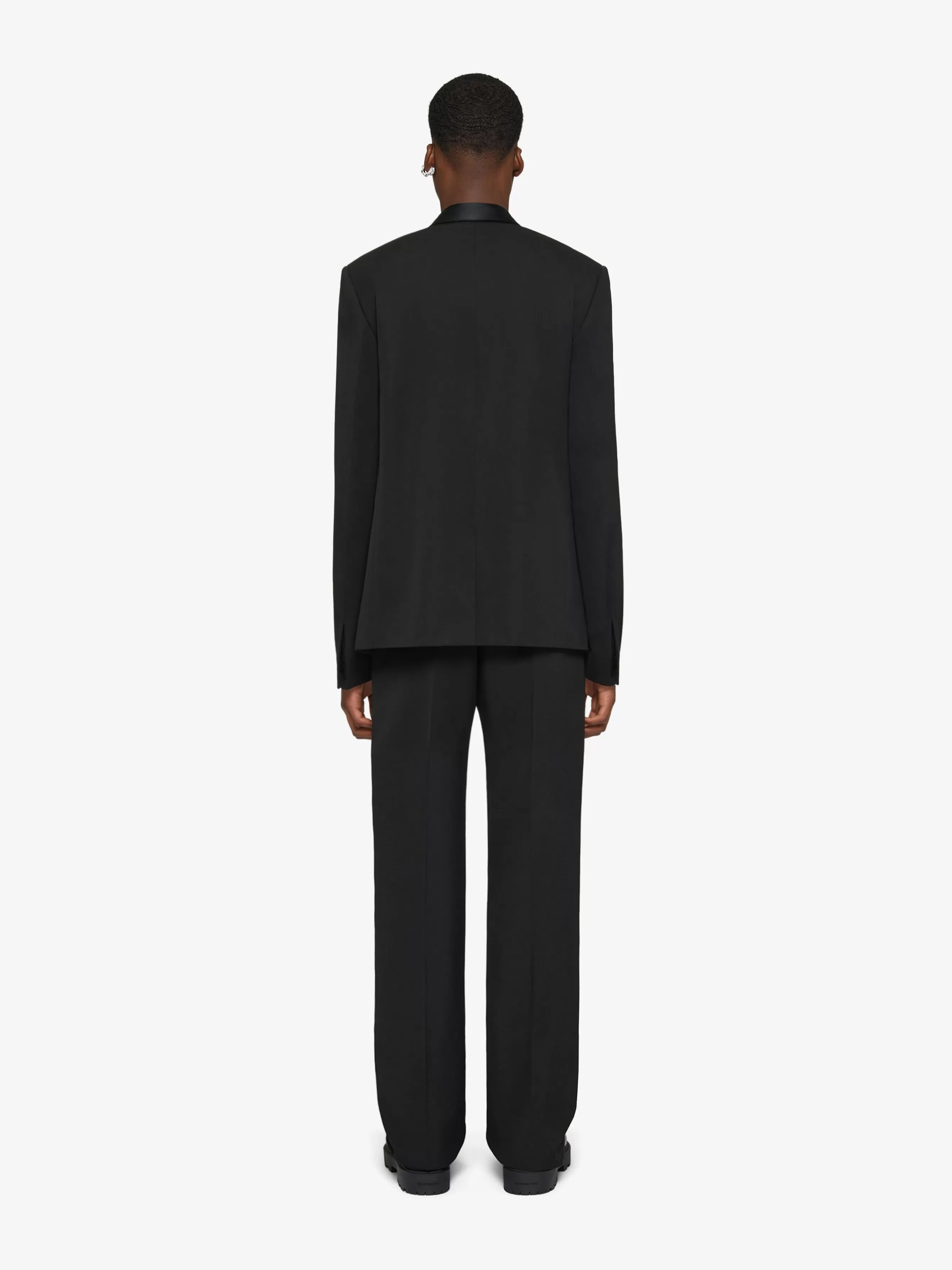 GIVENCHY Pants-Slim fit tailored pants in wool with satin details