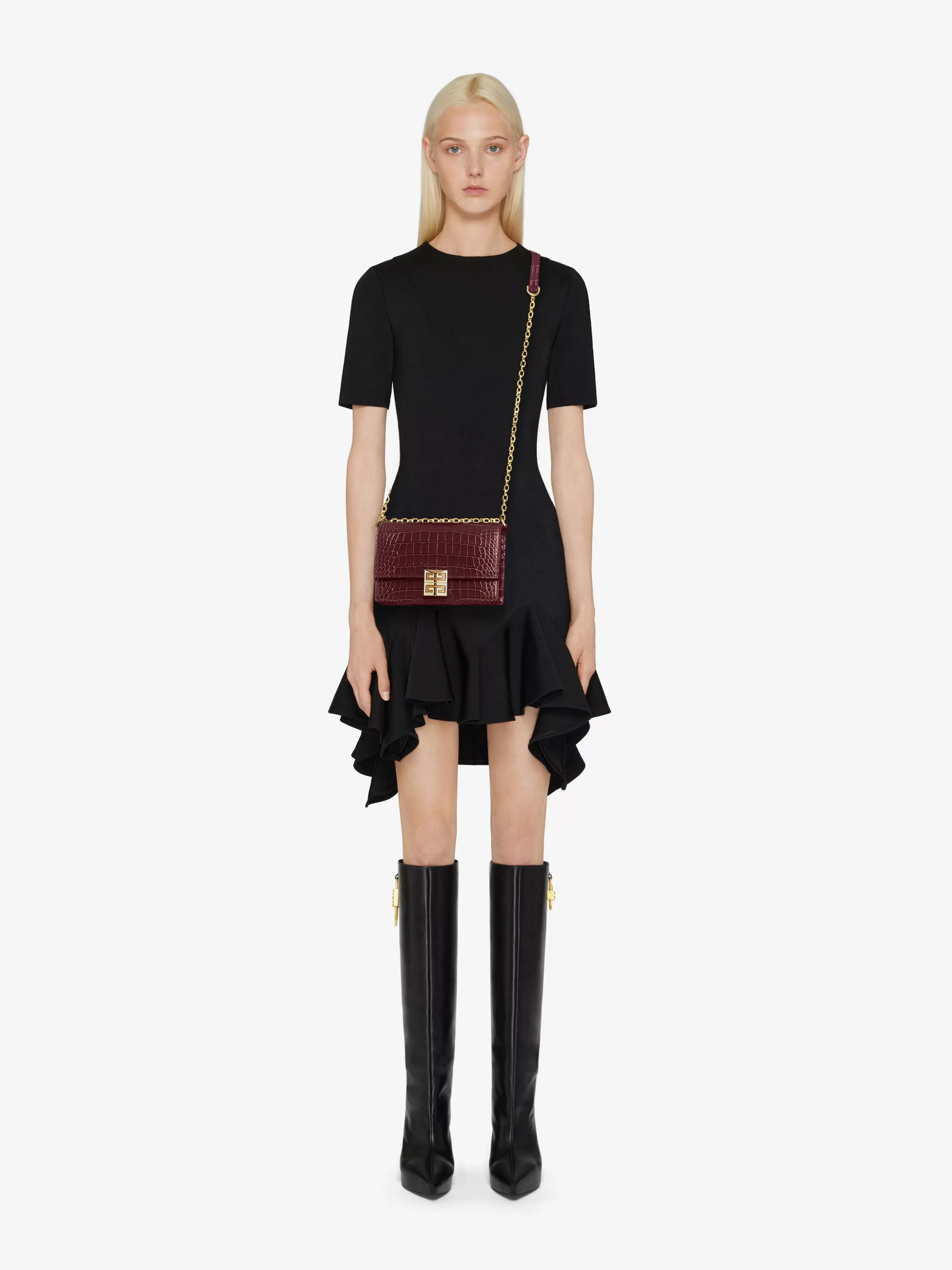 GIVENCHY Cross-body Bags-Small 4G bag in crocodile with chain