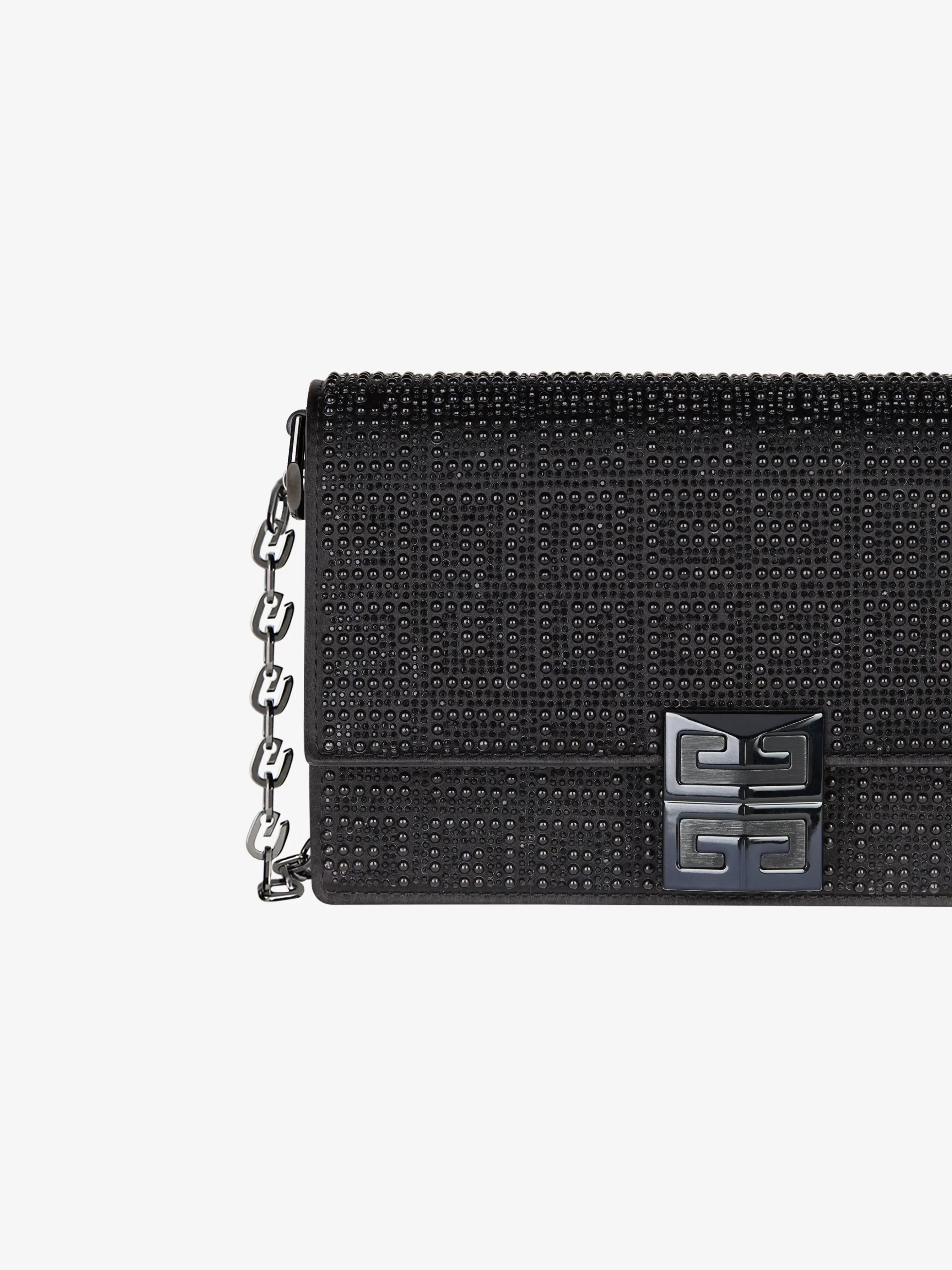 Men/Women GIVENCHY Sneakers | Heels-Small 4G bag in satin with 4G studs, strass and chain