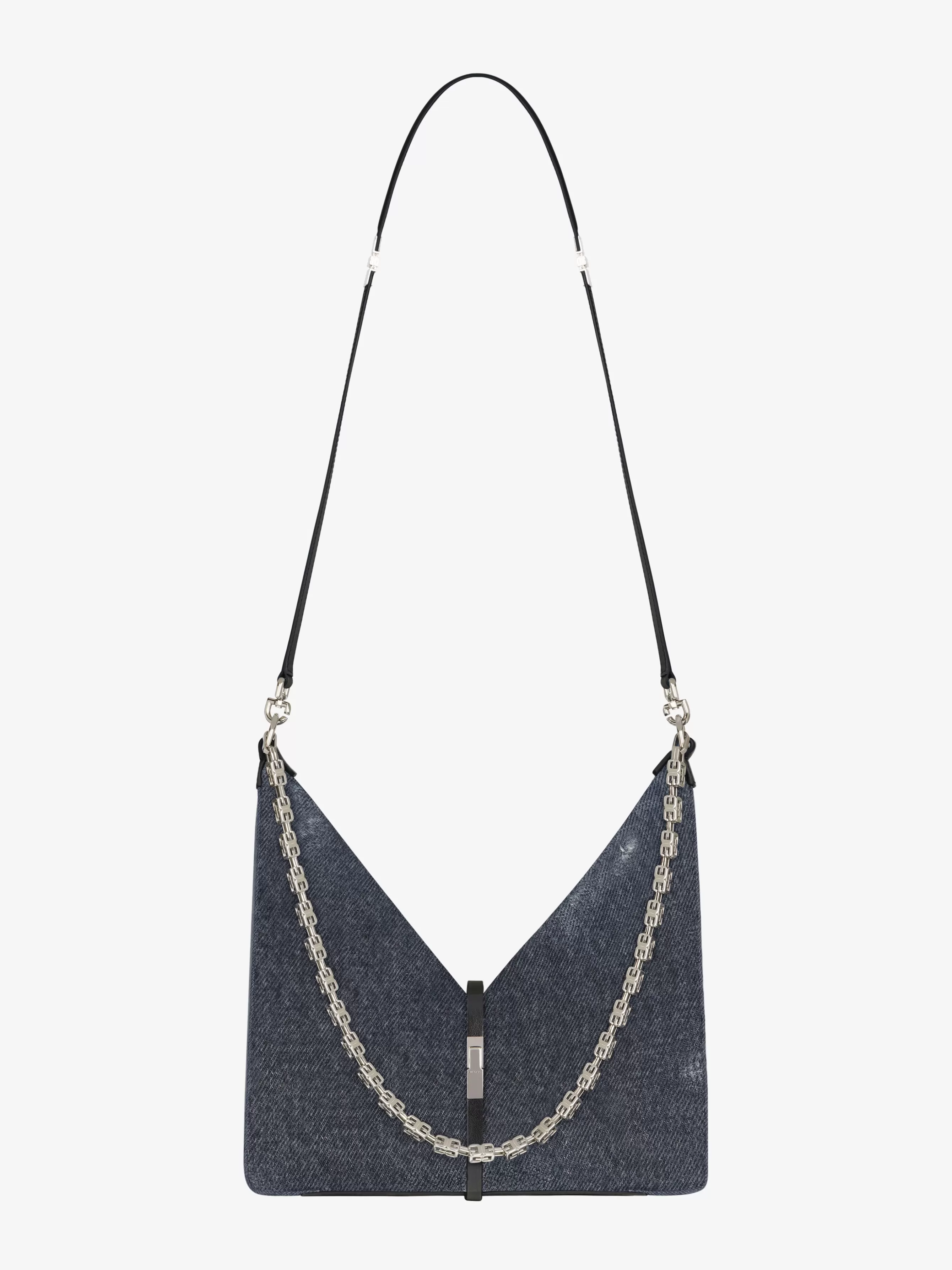 Men/Women GIVENCHY Slides & Sandals | Week-end Bags-Small Cut Out bag in washed denim with chain