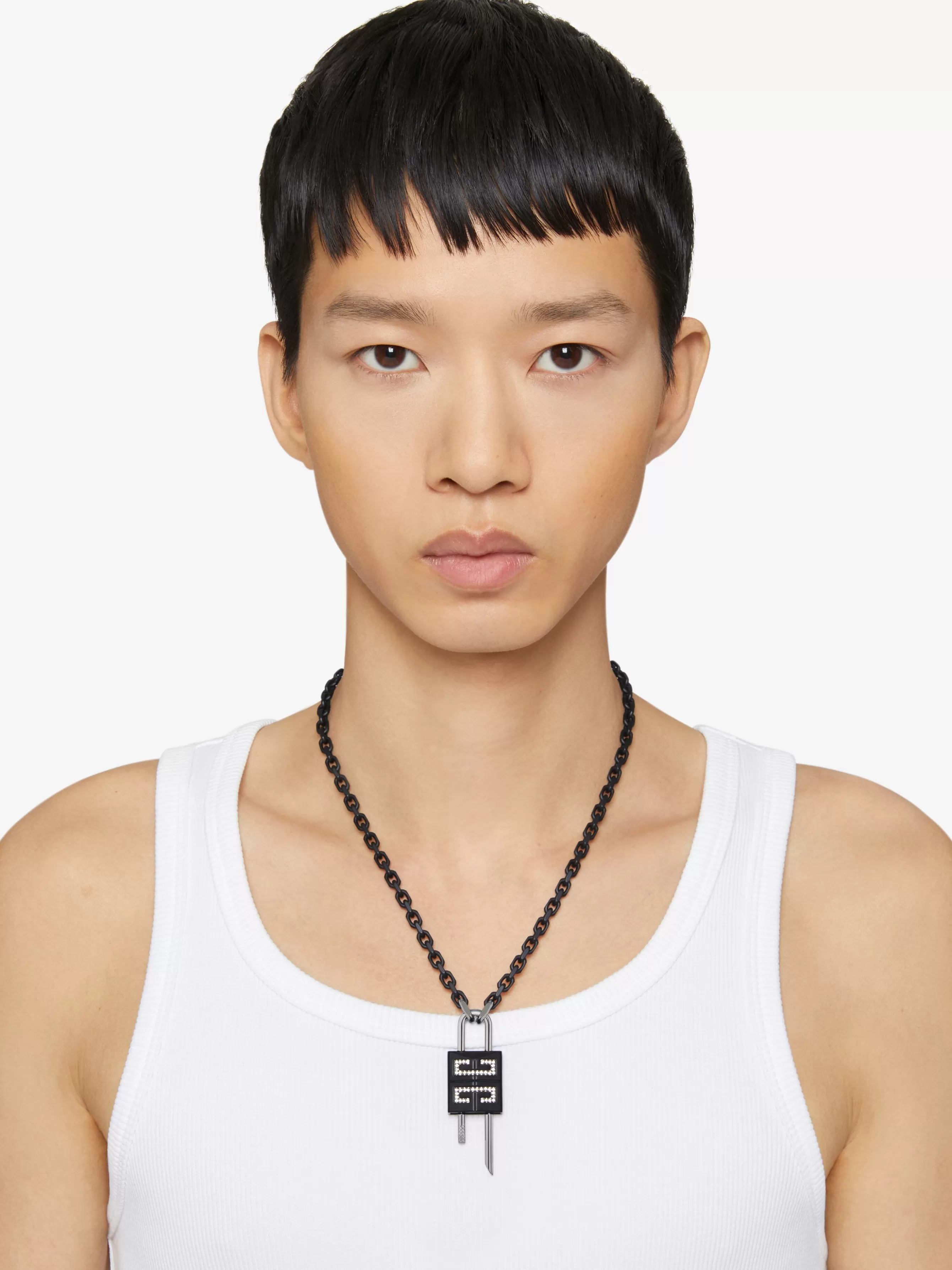 GIVENCHY Jewelry-Small Lock necklace in metal with crystals