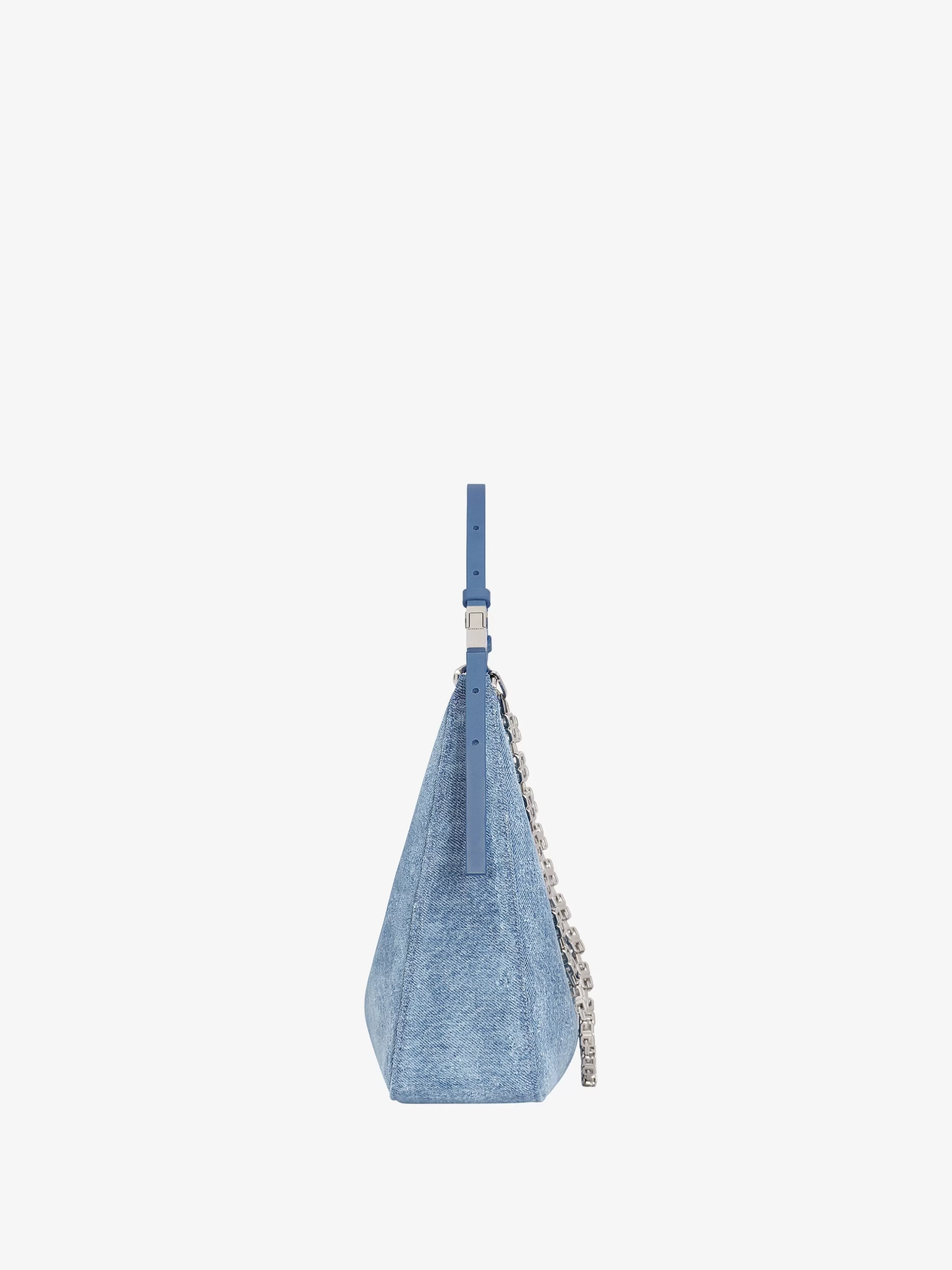 Men/Women GIVENCHY Slides & Sandals | Week-end Bags-Small Moon Cut Out bag in washed denim with chain