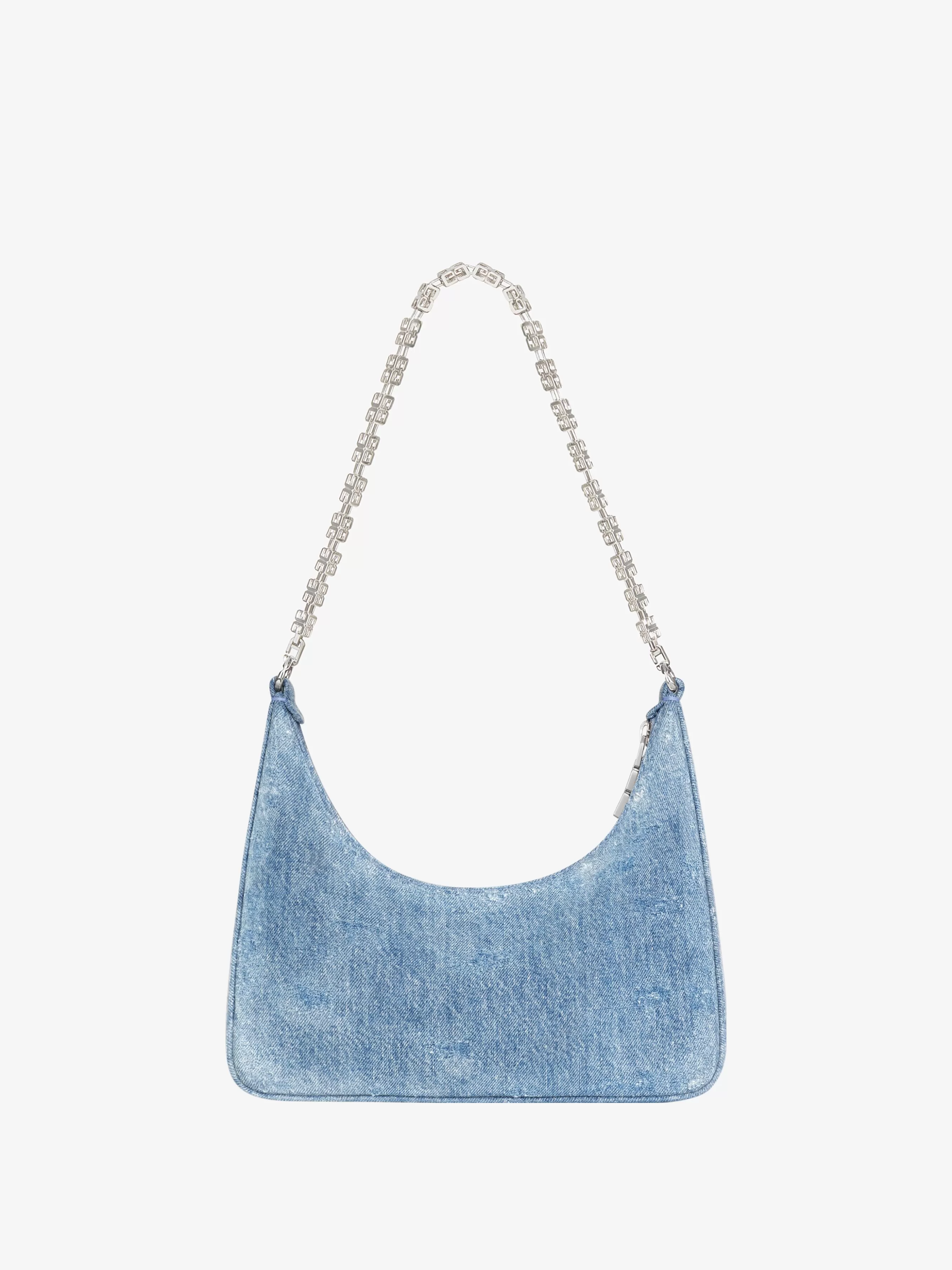 Men/Women GIVENCHY Slides & Sandals | Week-end Bags-Small Moon Cut Out bag in washed denim with chain