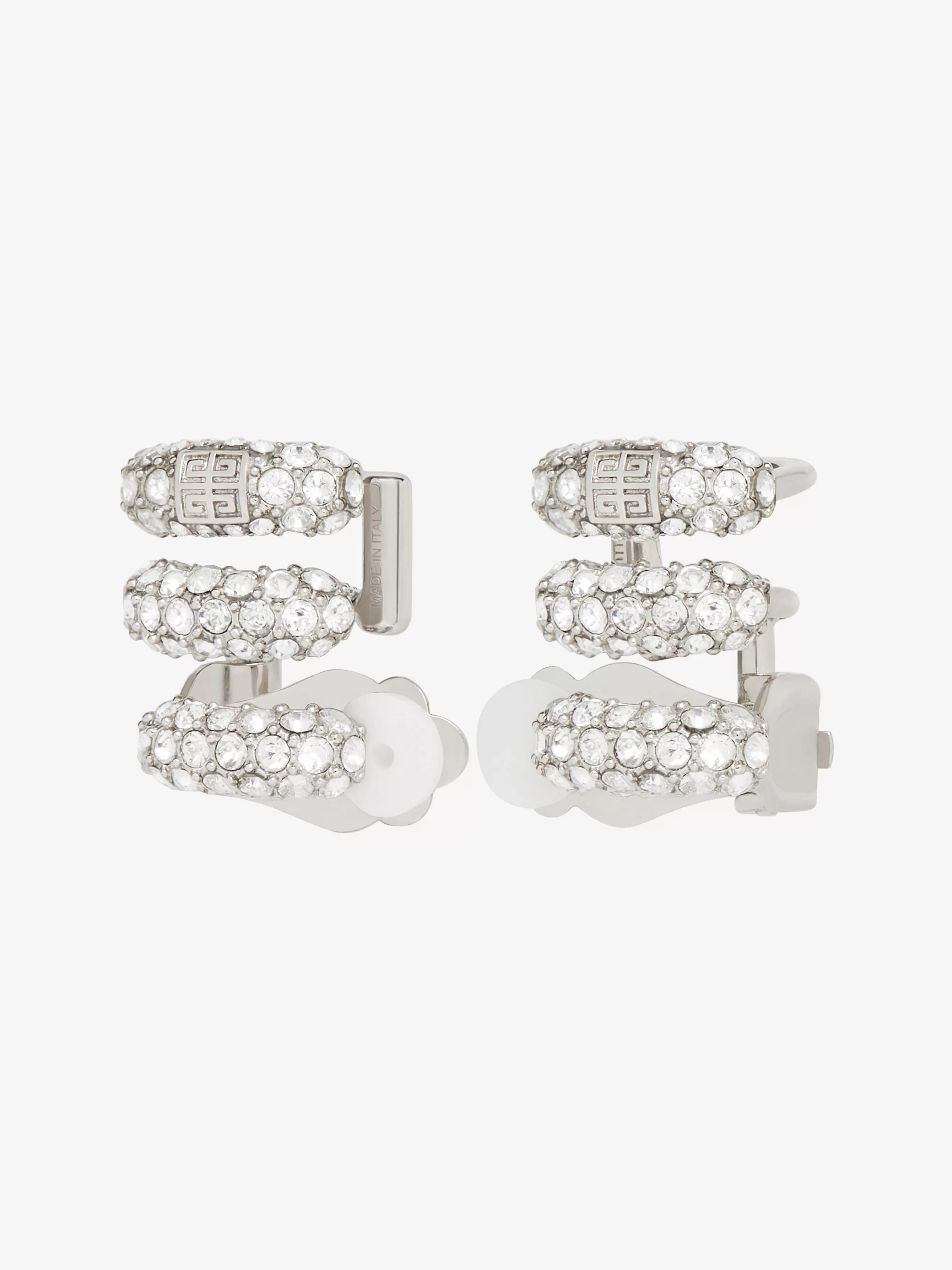 GIVENCHY Jewelry-Stitch clip earrings in metal with crystals