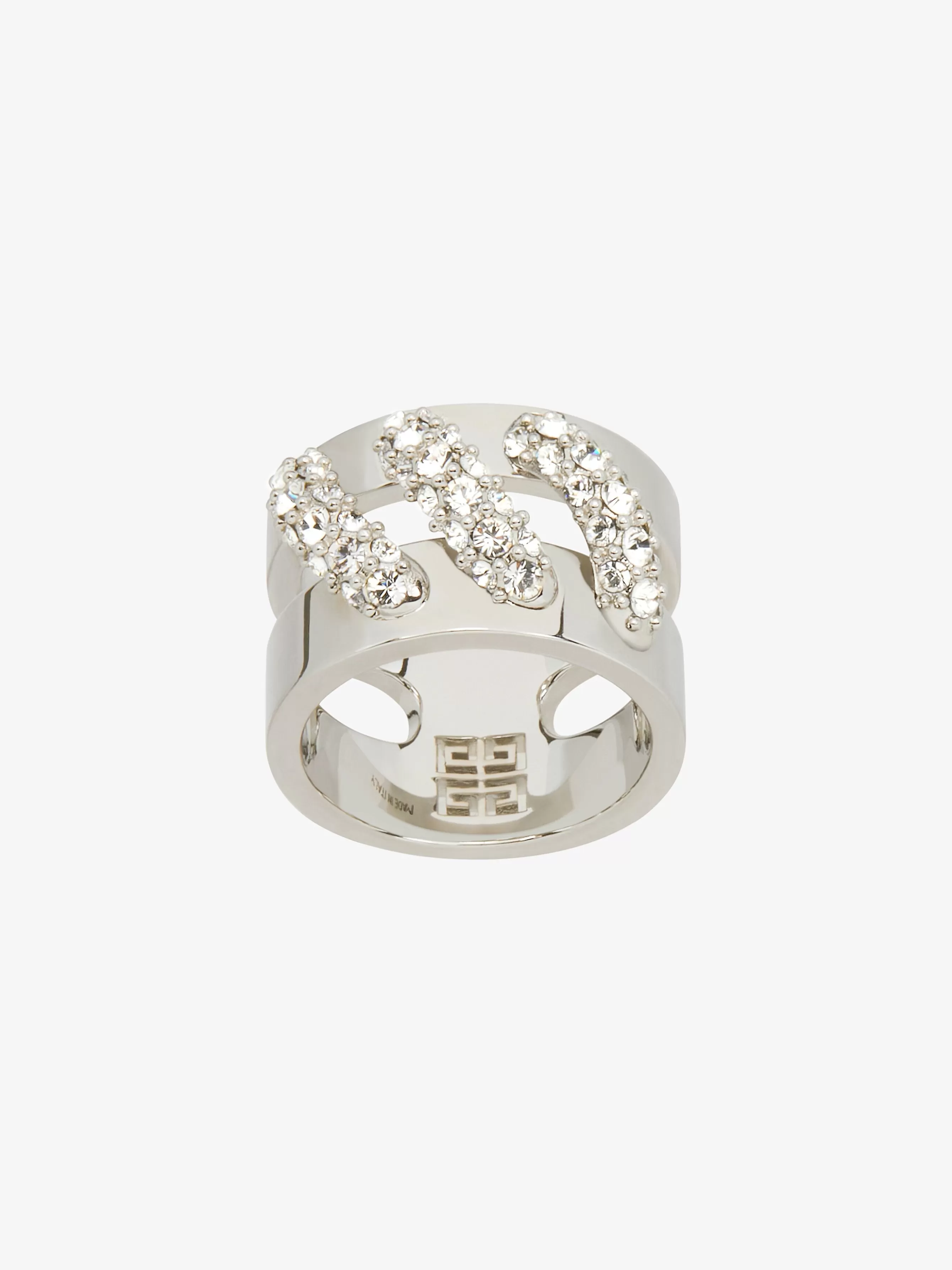 GIVENCHY Jewelry-Stitch ring in metal with crystals