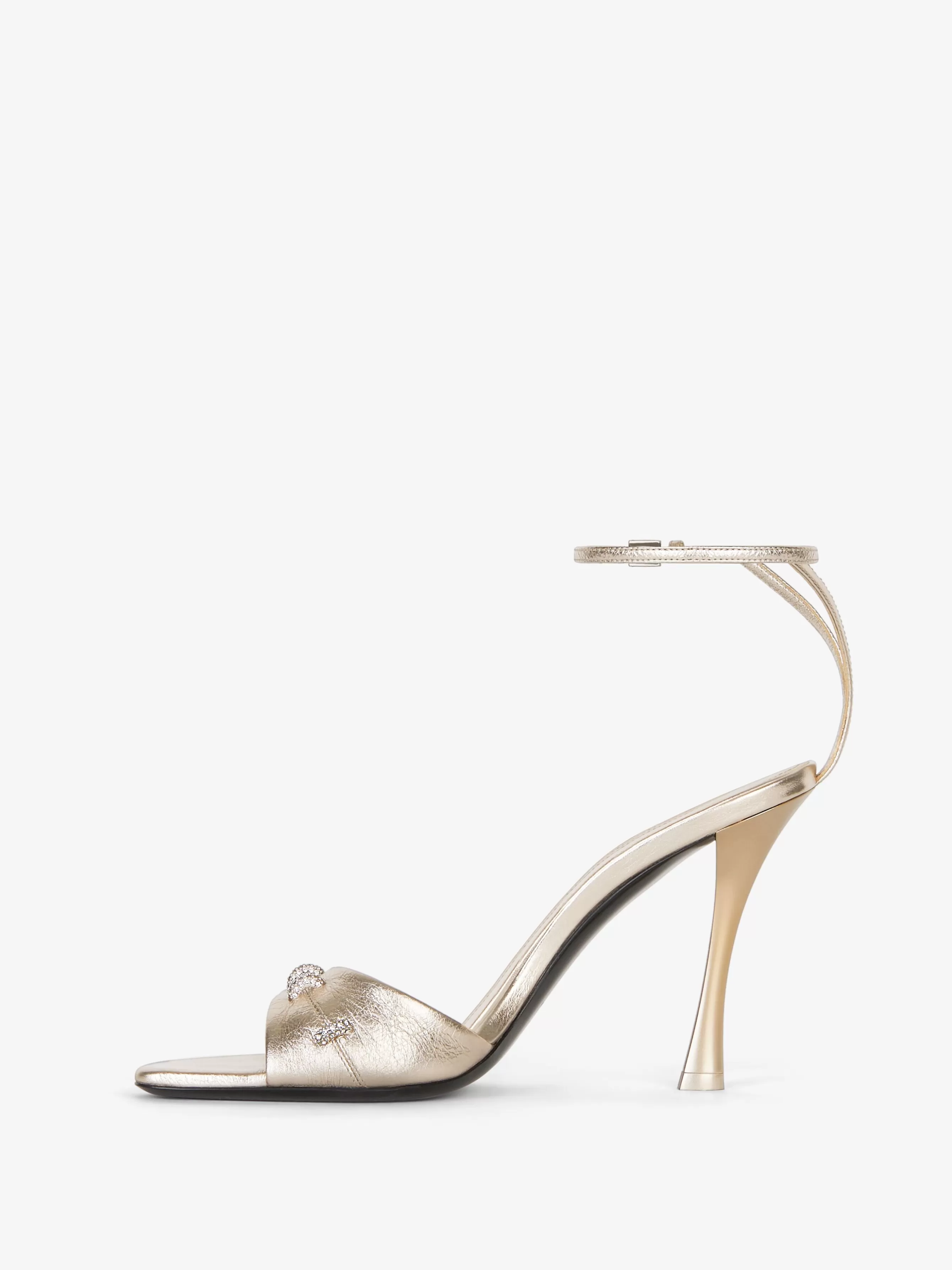 Women GIVENCHY Slides & Sandals | Heels-Stitch sandals in laminated leather with crystals