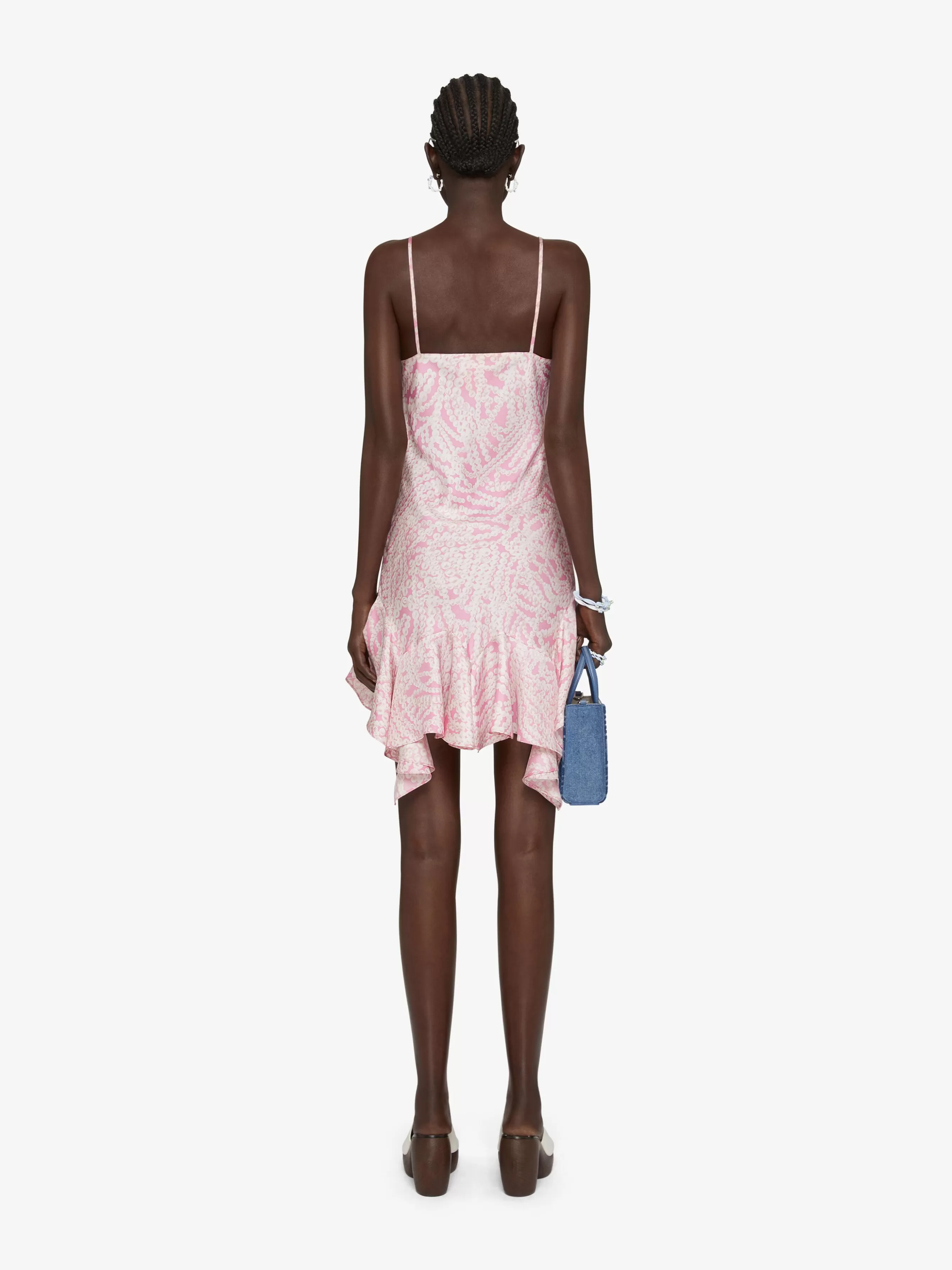 Sale GIVENCHY Dresses-Straps dress in printed silk with ruffles