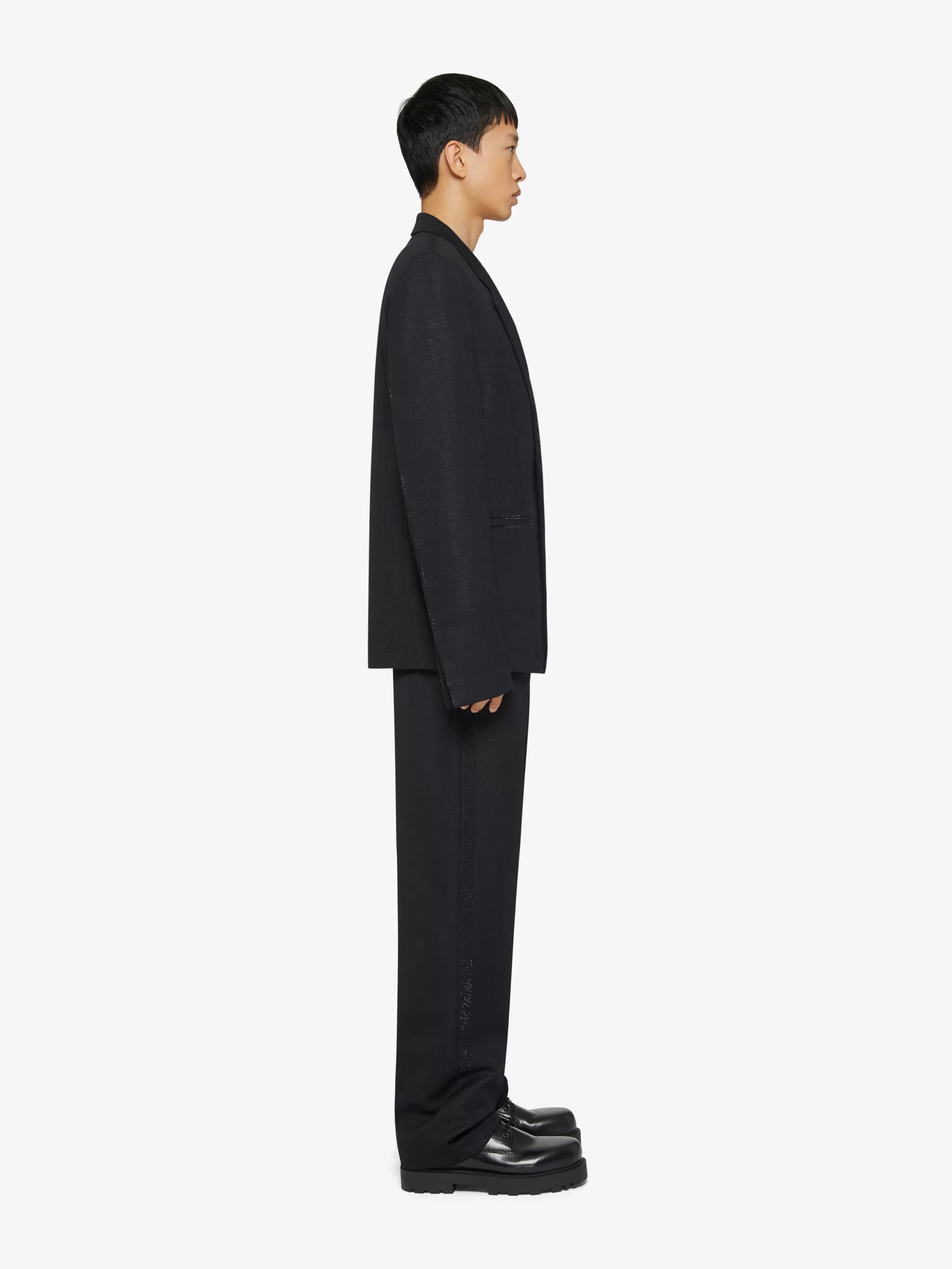 GIVENCHY Pants-Tailored pants in wool and lurex with rhinestones