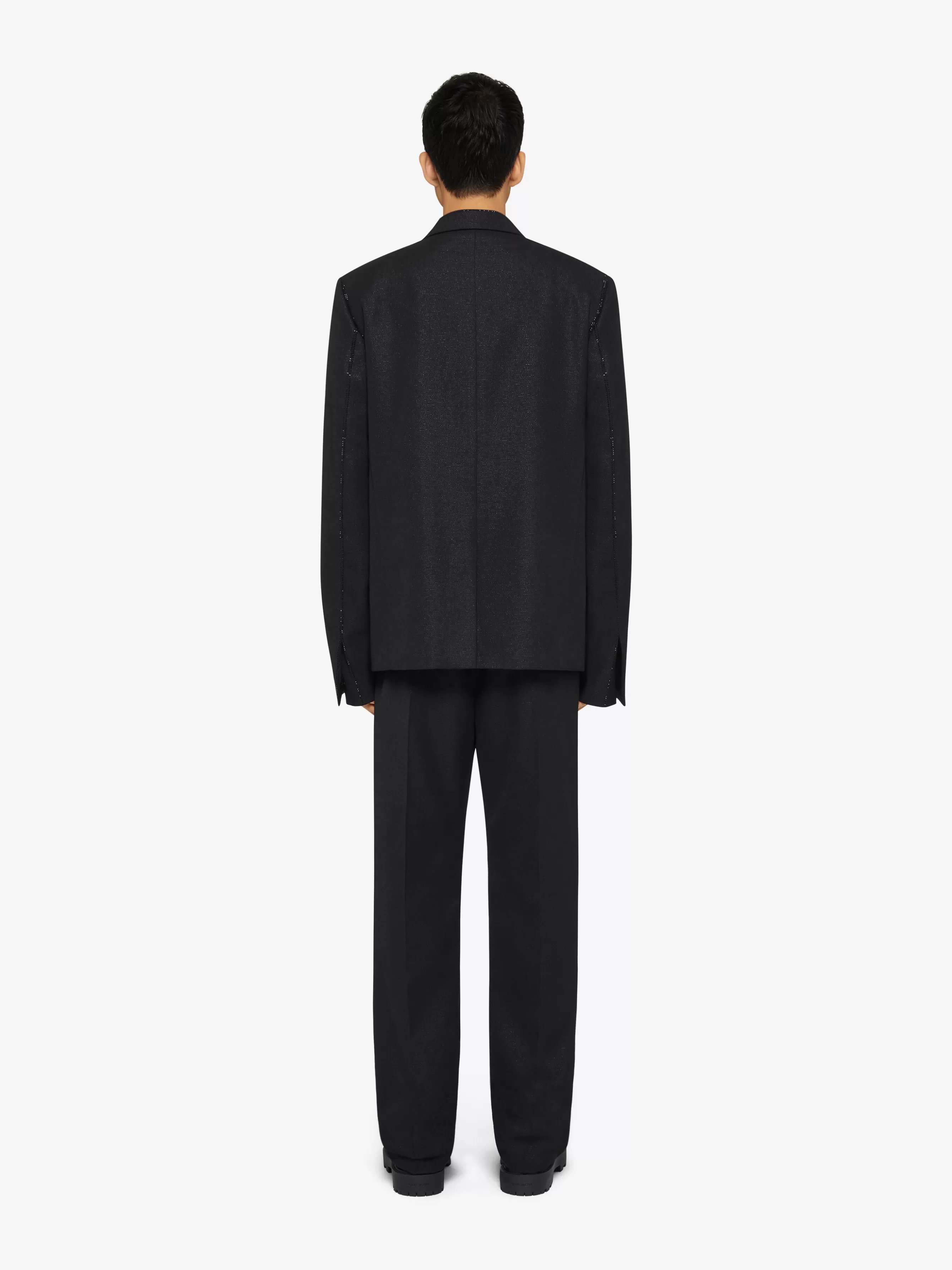 GIVENCHY Pants-Tailored pants in wool and lurex with rhinestones