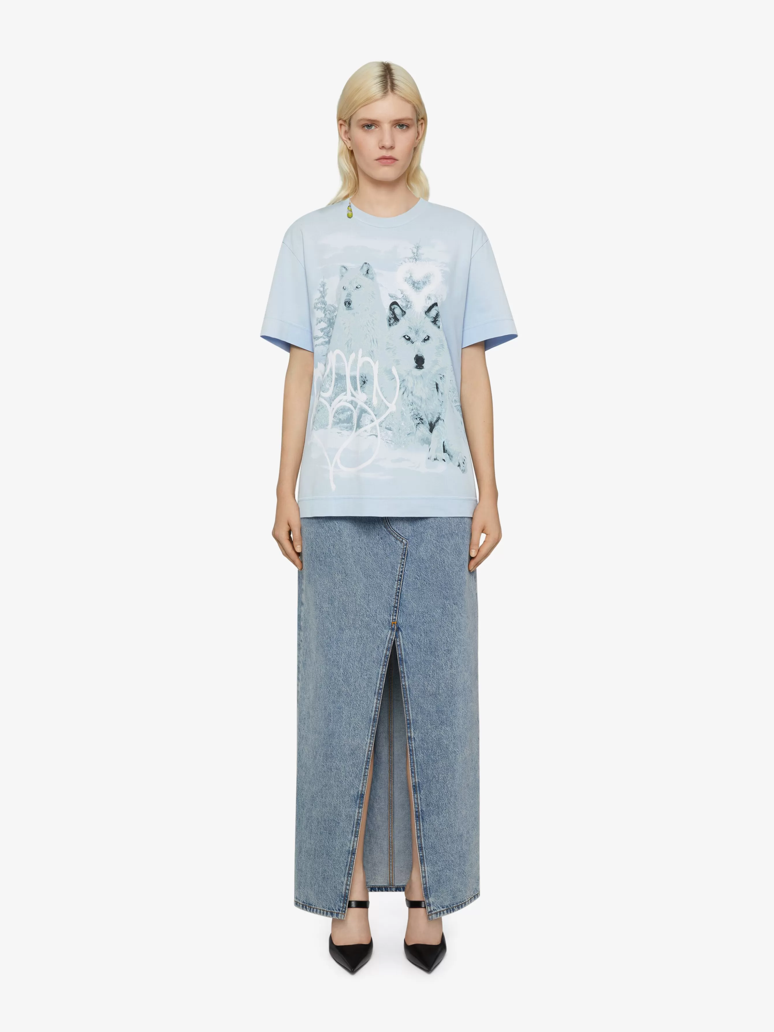 Sale GIVENCHY Tops & T-shirts-T-shirt in cotton with Wolf print