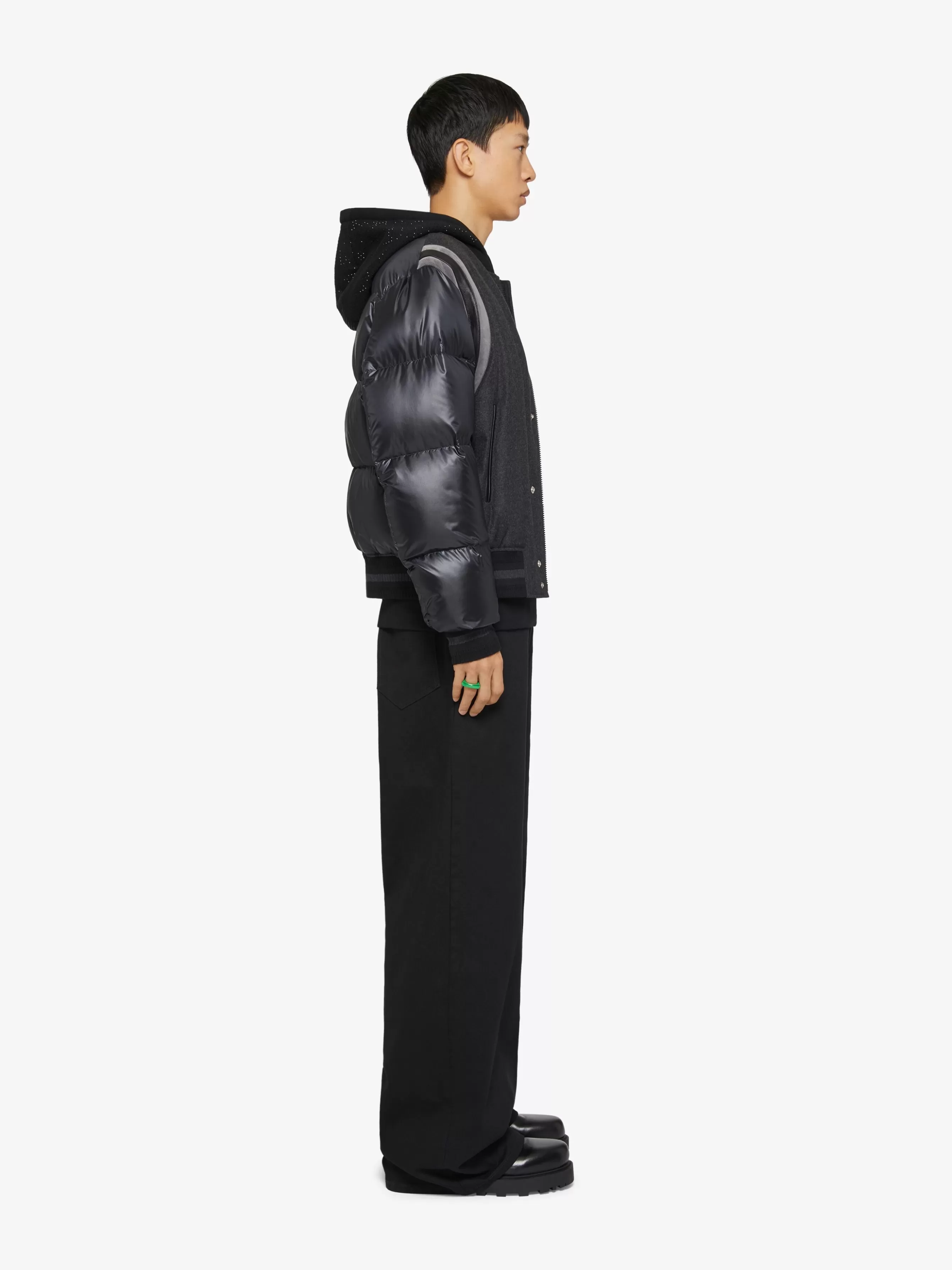 GIVENCHY Outerwear & Blousons-Varsity jacket in wool with puffer sleeves and back