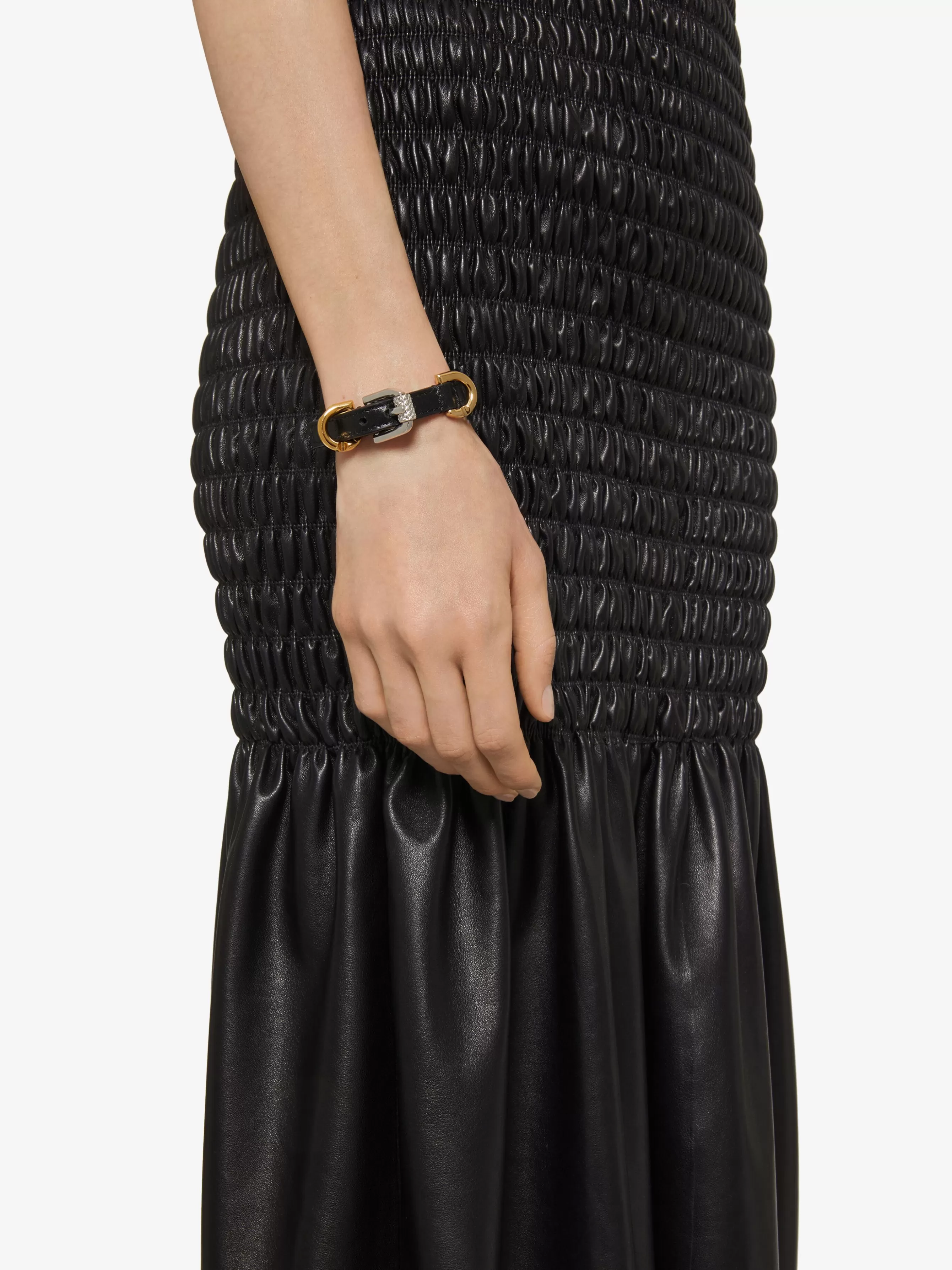 GIVENCHY Jewelry-Voyou bracelet in leather and metal