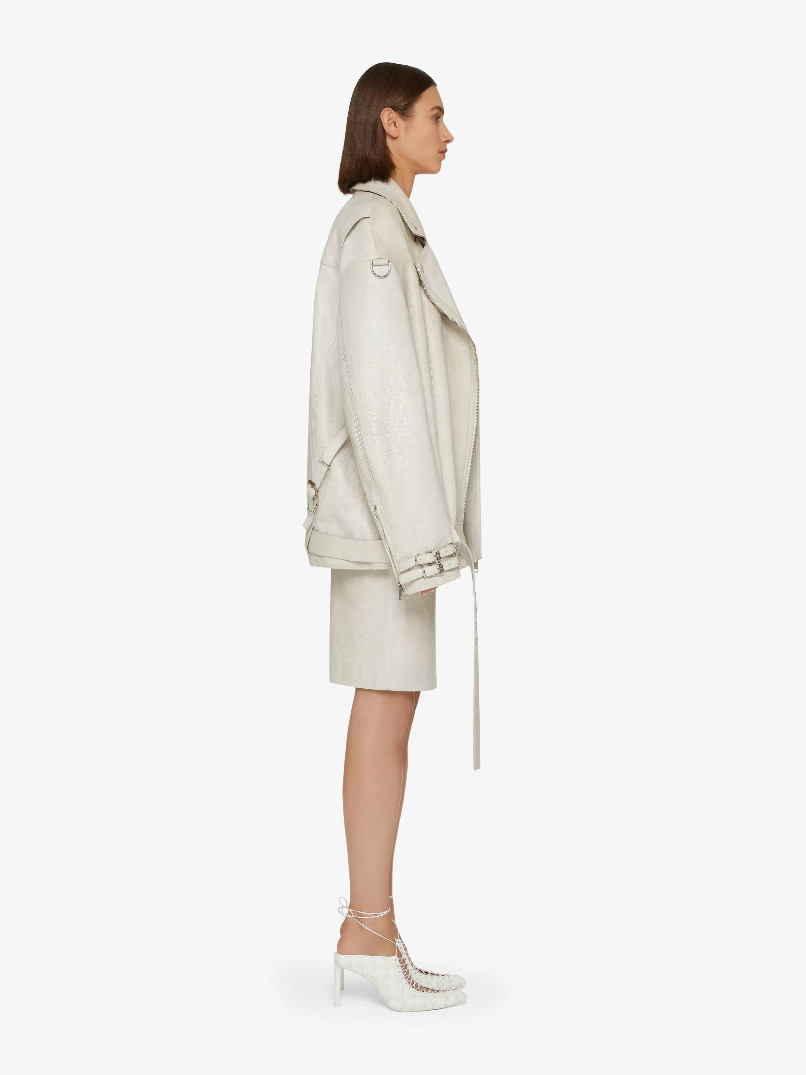 Sale GIVENCHY Outerwear-Voyou oversized biker jacket in leather